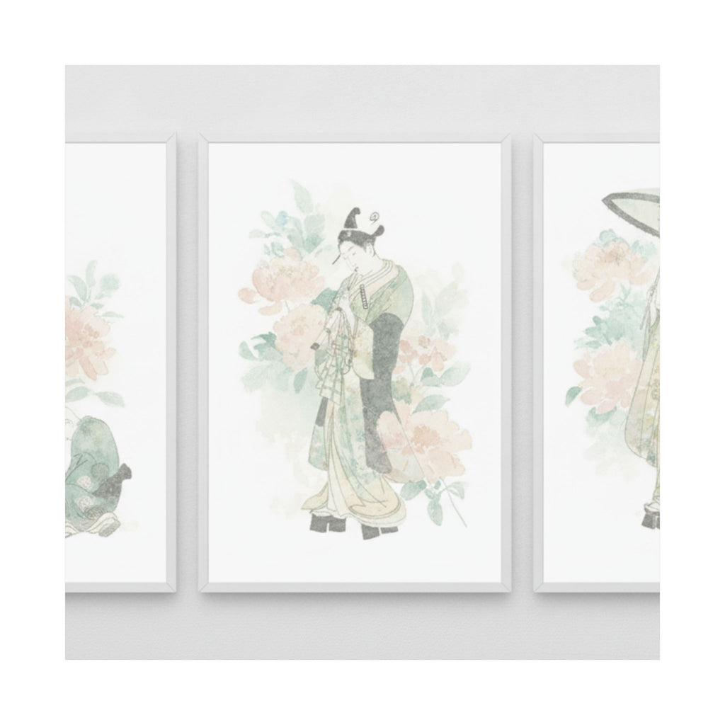 Watercolor — Tripytych Of Young Men — Matte Poster