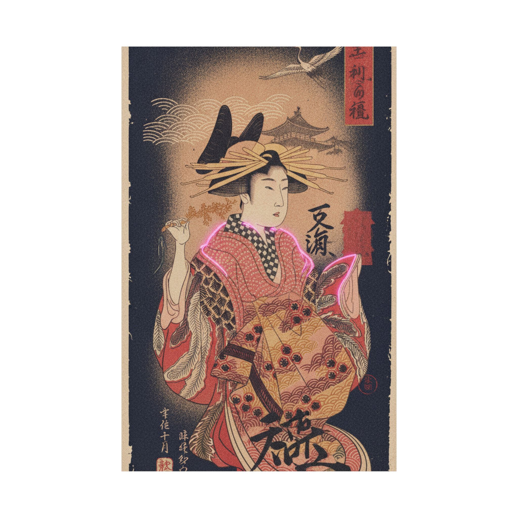Japanese Street — Courtesan With Branch Of Seri — Matte Poster