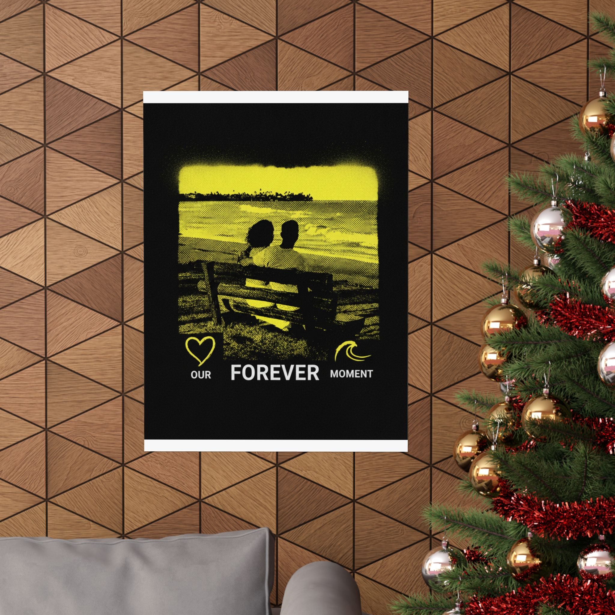 Our Forever Moment Beach Sunset Couple Yellow Matte Poster