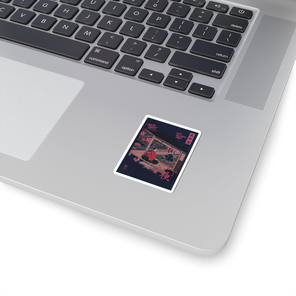 Japanese Street — Samurai Admiring Pine-Tree And Plum Blossoms — Kiss-Cut Sticker