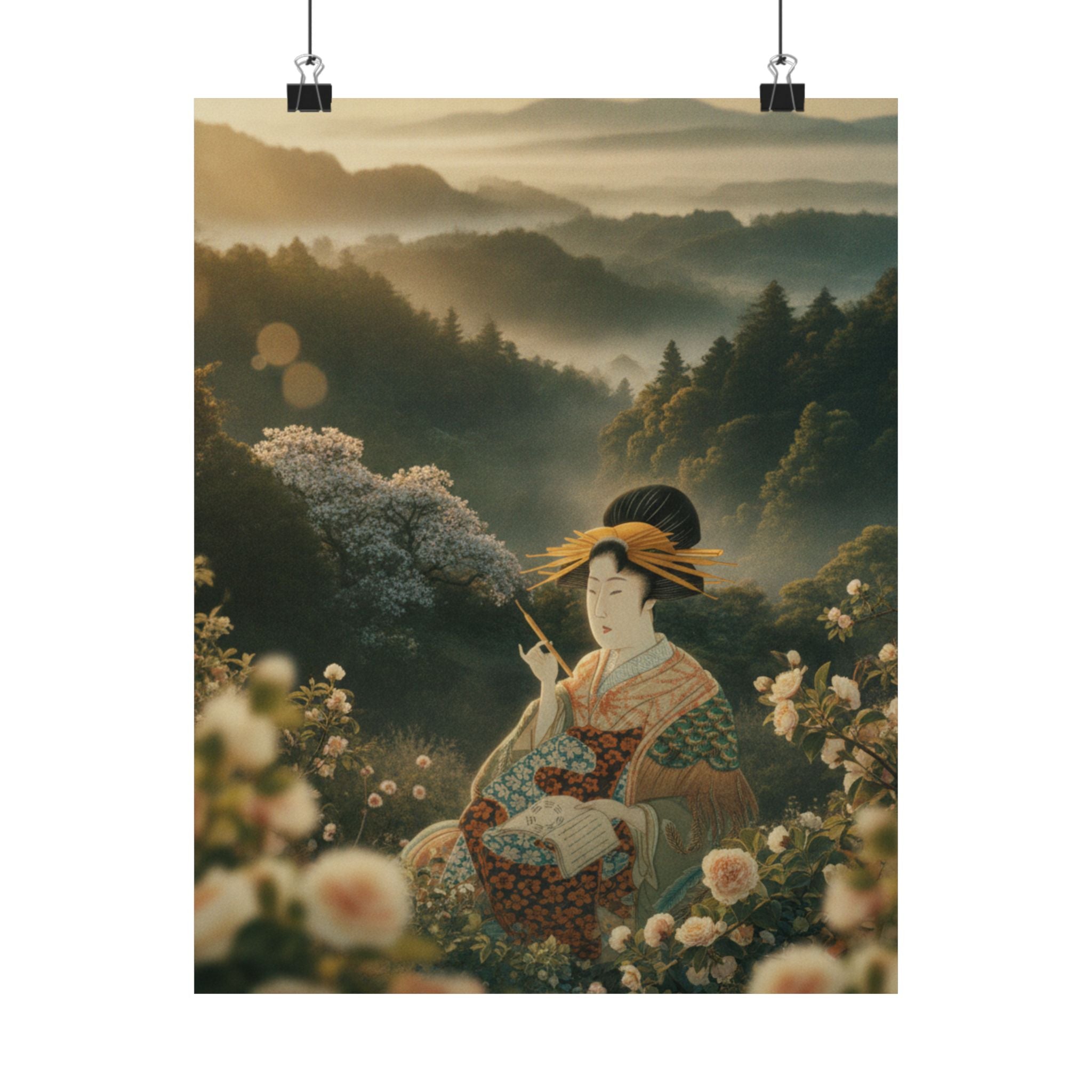 Scenic Nature — Courtesan With Book And Hair-Pin — Matte Poster