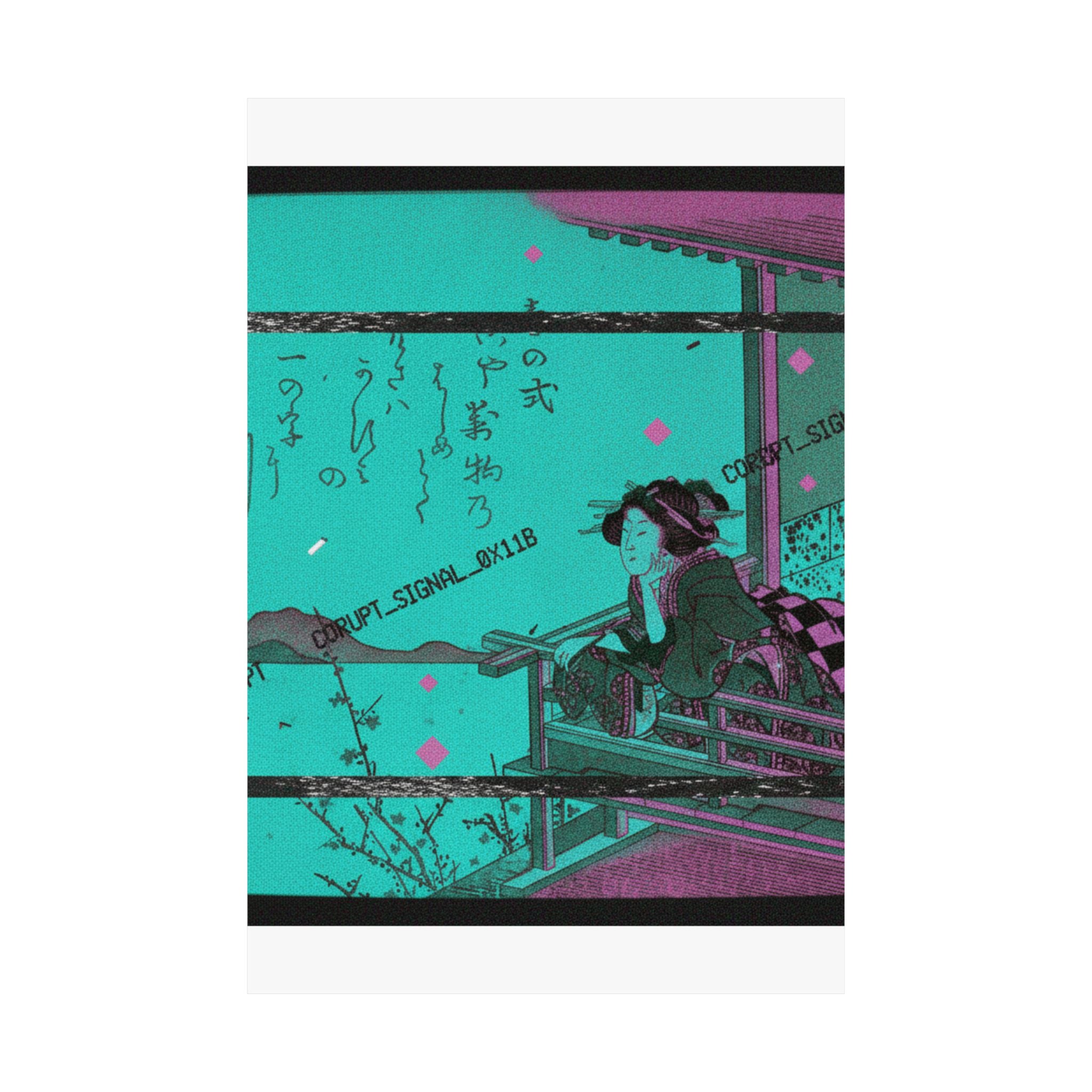 Glitch Culture — Courtesan Leaning On The Railing Of A Veranda — Matte Poster