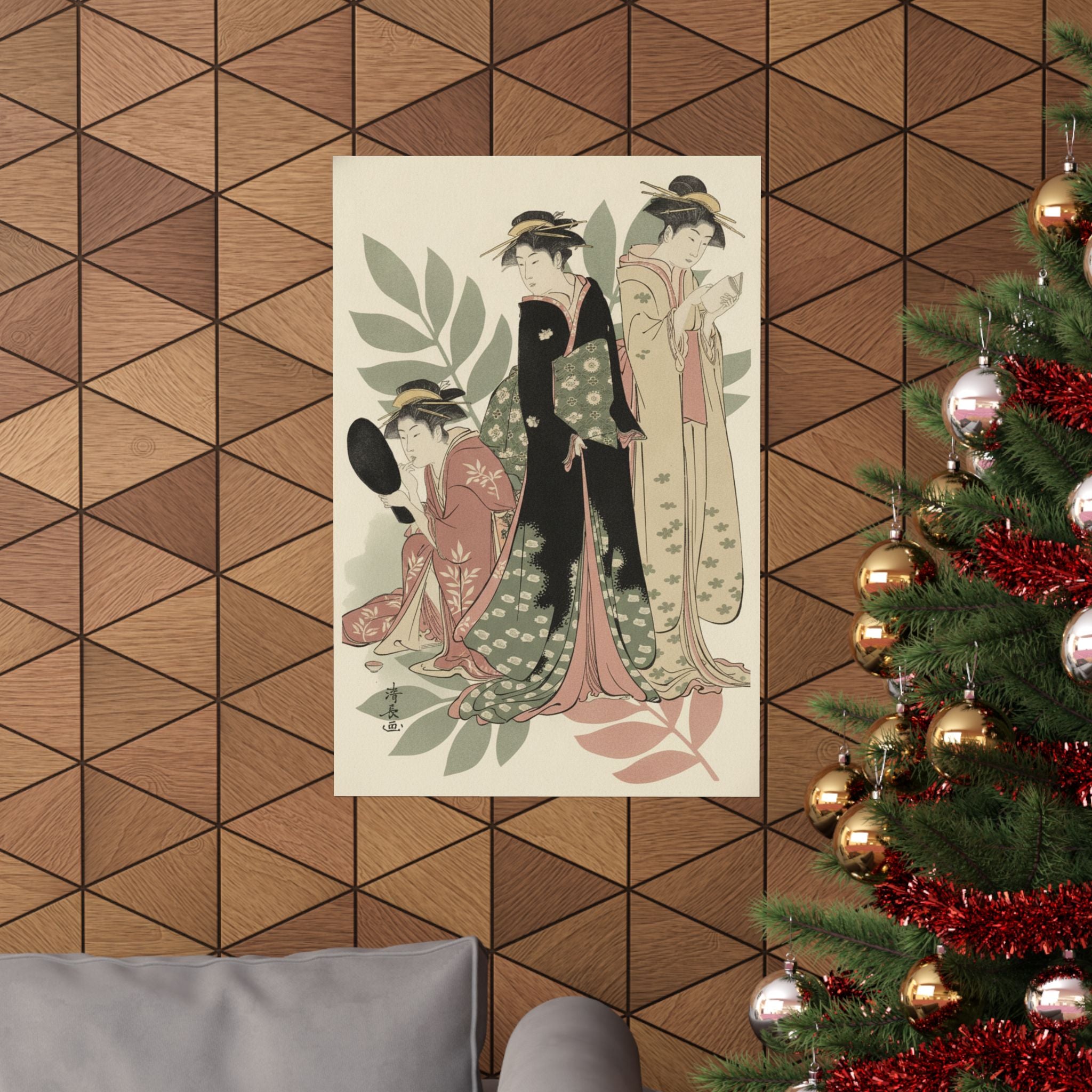 Botanical — Three Geishas Of Tachibana Street In Their Room — Matte Poster