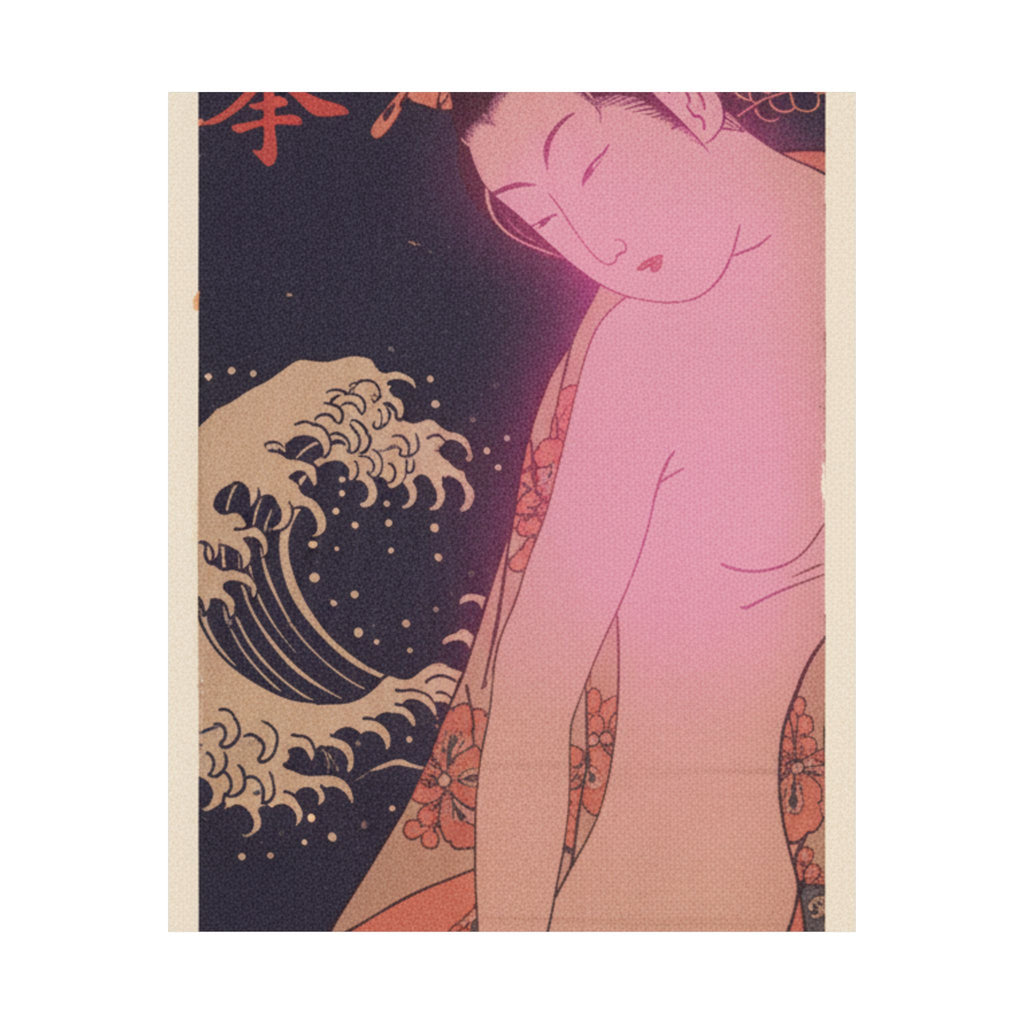 Japanese Street — Lady On Way To The Bath — Matte Poster