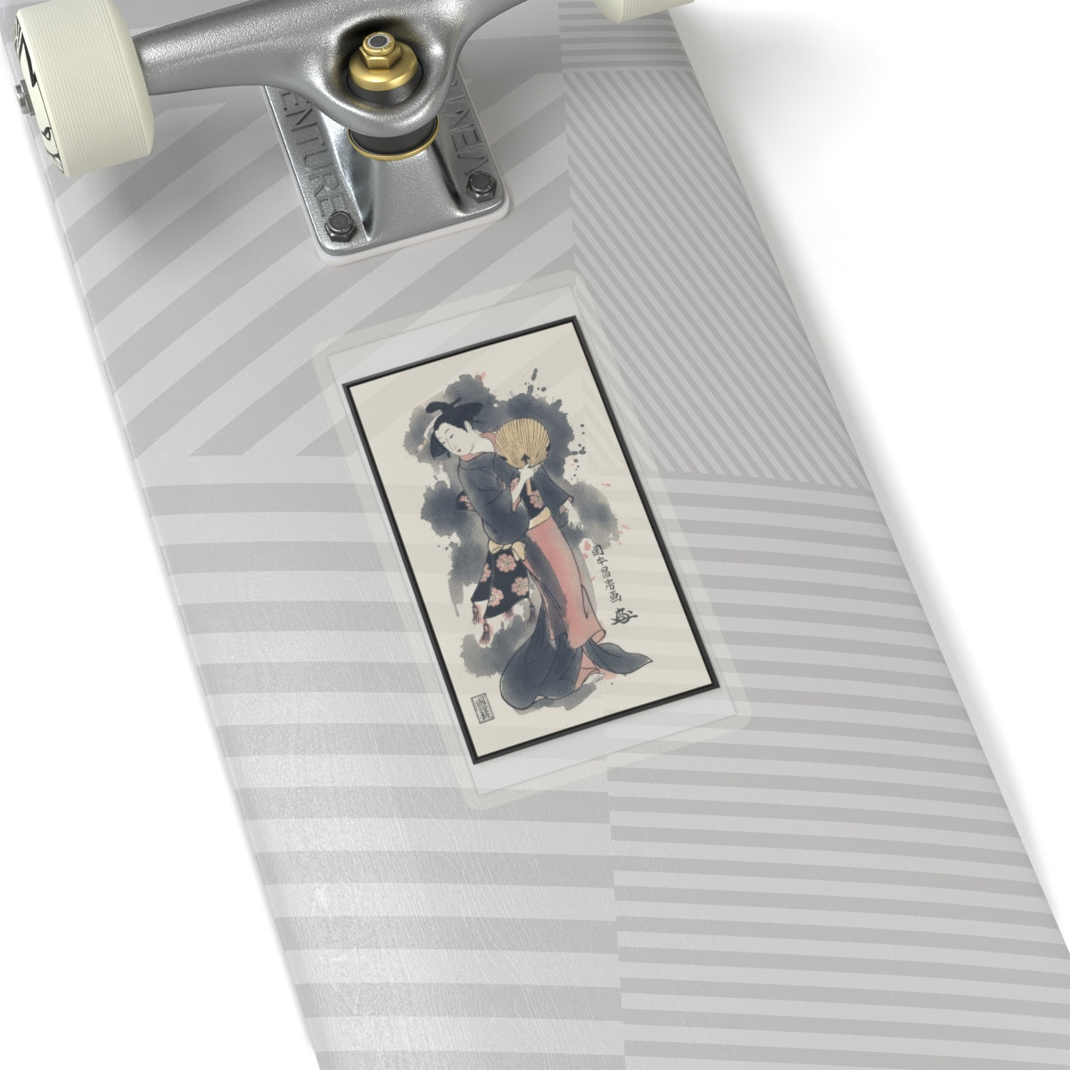Watercolor — Girl With Fan — Kiss-Cut Sticker
