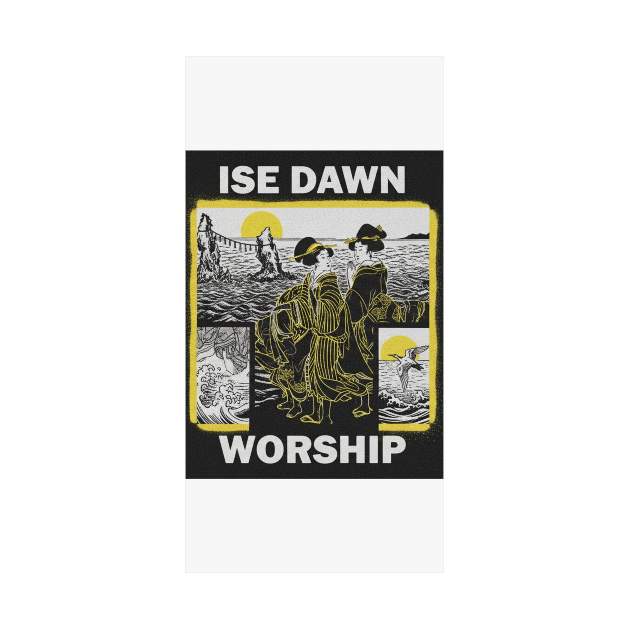 Streetwear Collage — Women Worshipping The Rising Sun Between The Twin Rocks At Ise — Matte Poster