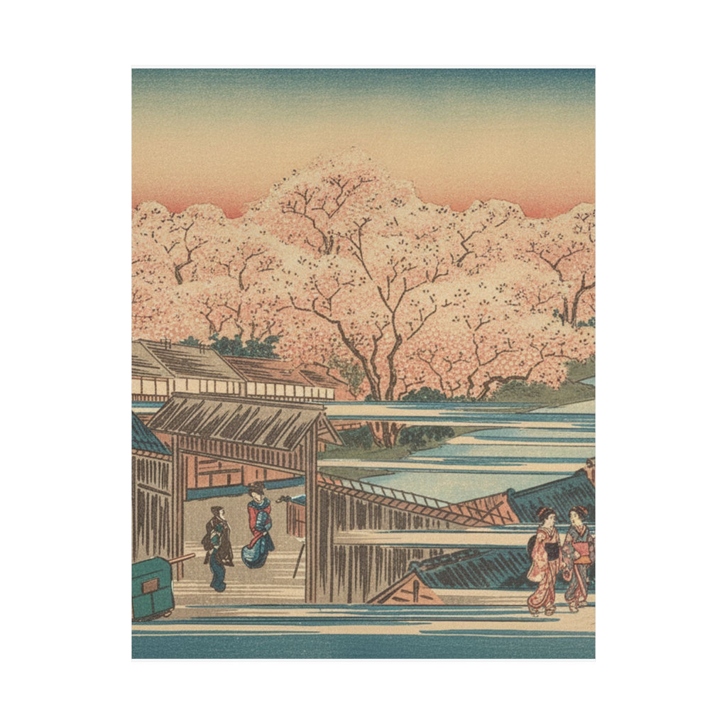 Scenic Nature — Morning Cherries At Yoshiwara — Matte Poster