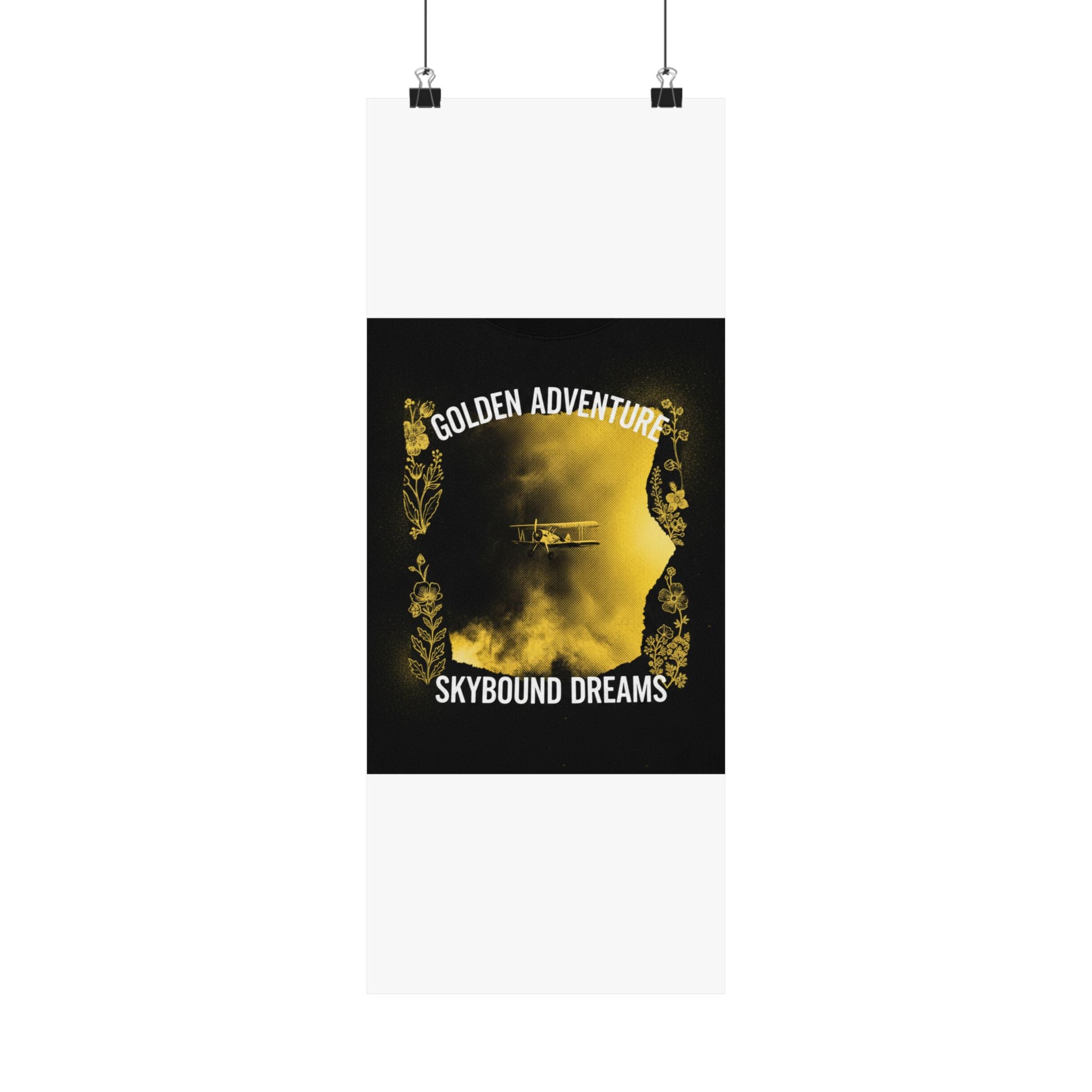Golden Adventure Skybound Dreams Biplane Art Poster