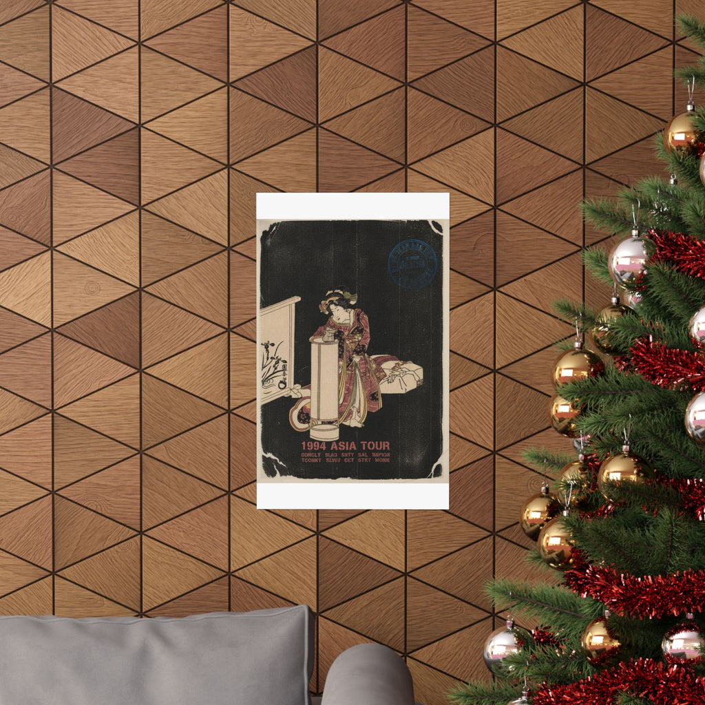 Vintage Bootleg — Young Woman Leaning Over A Tall Lamp — Matte Poster