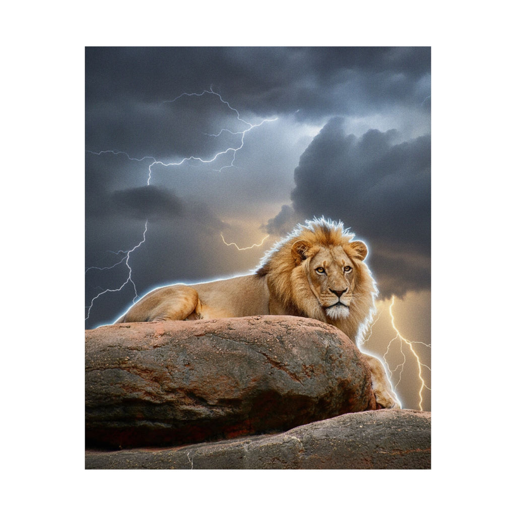 Dramatic Storm — Lion — Matte Poster