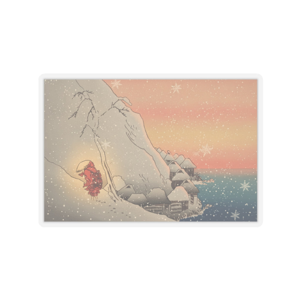 Southern Sunset — Nichiren In Snow At Tsukahara, Sodo Province — Kiss-Cut Sticker