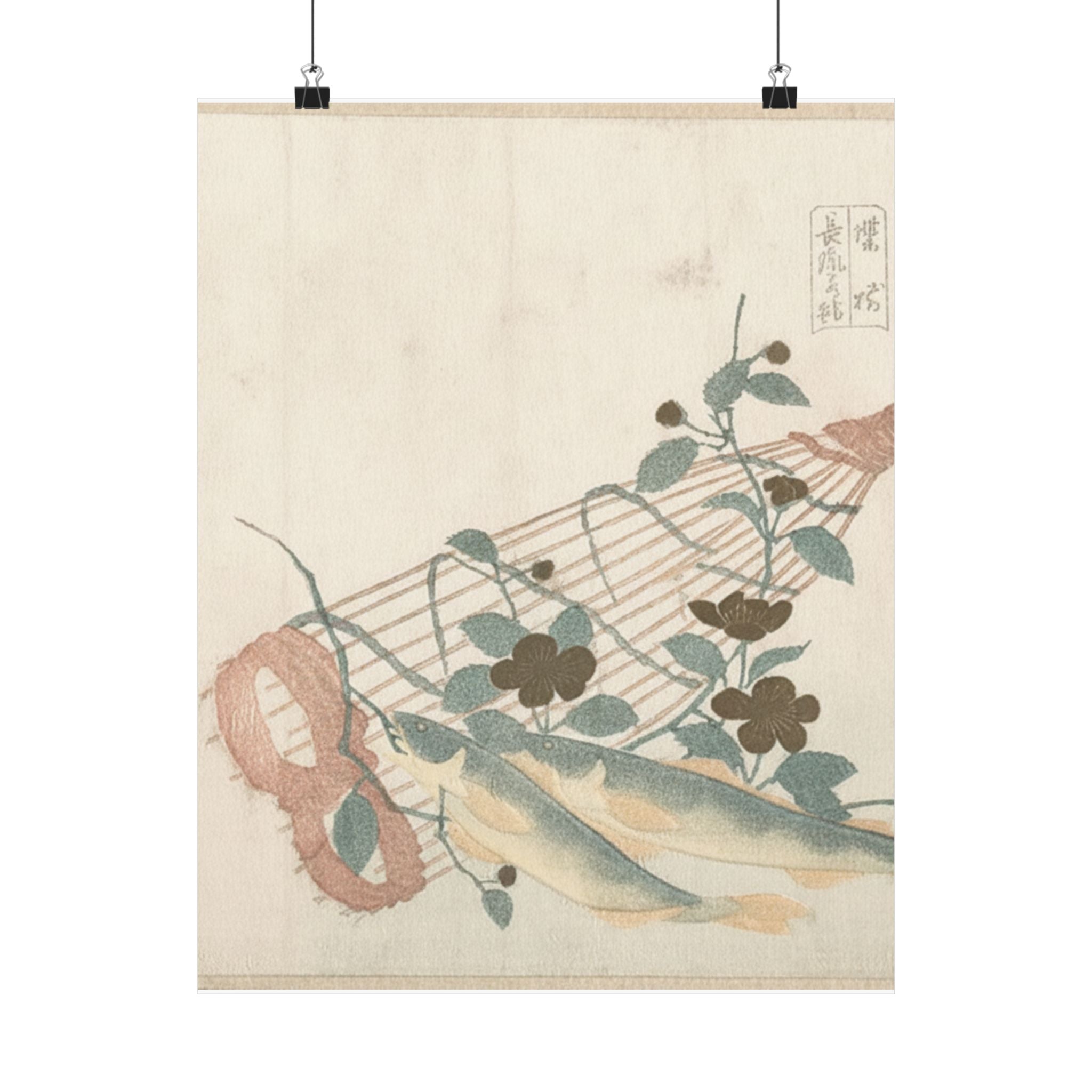Botanical — Sweet Fishes Of The Nagara River, With Baskets And Flowers — Matte Poster