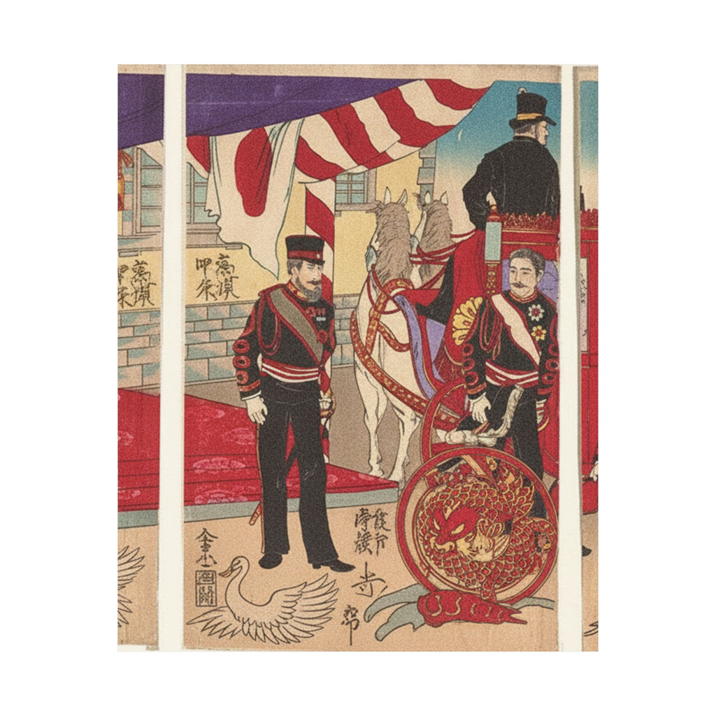 Japanese Street — Arrival Of The Emperor At Tokyo After The Victory (Russo-Japanese War) — Matte Poster