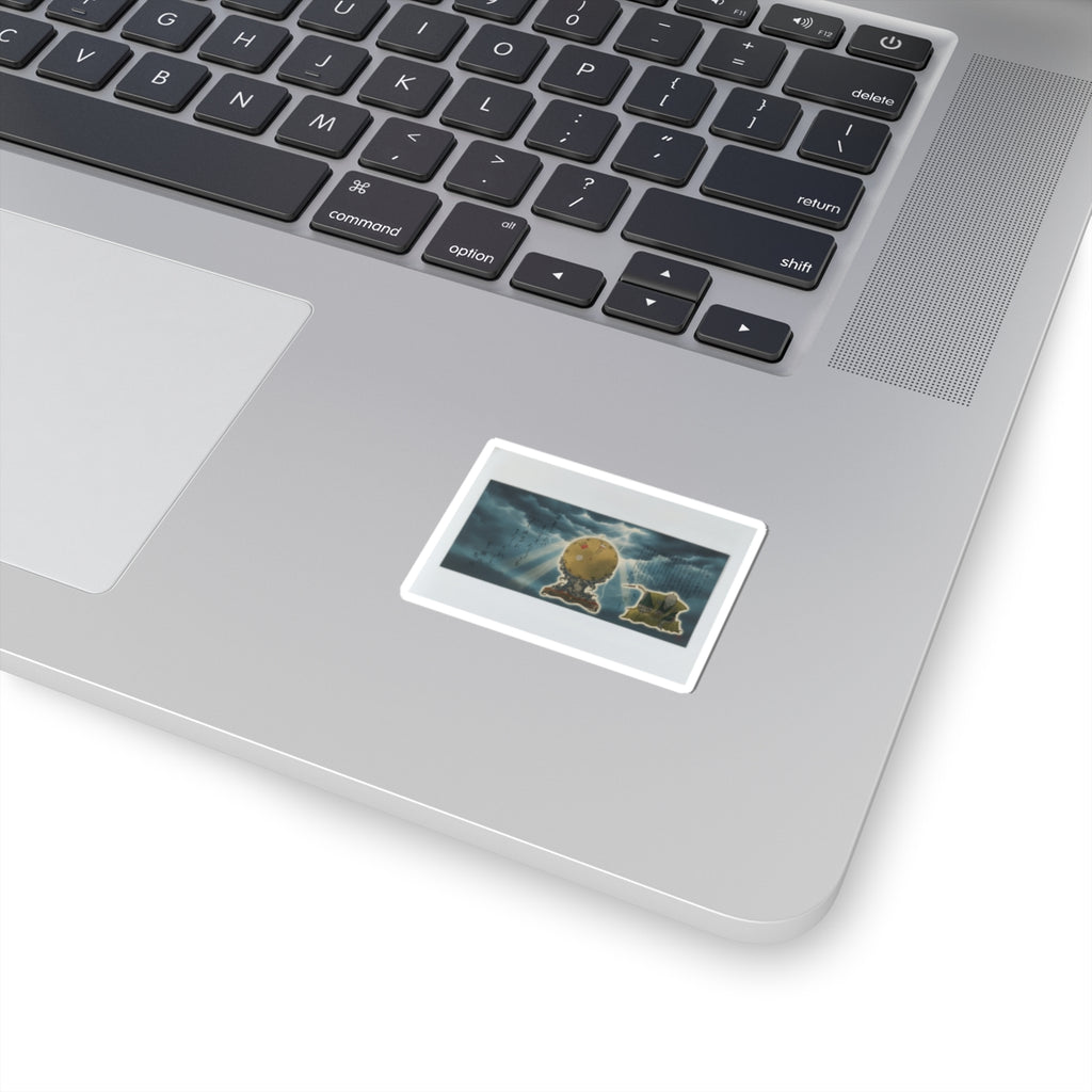 Dramatic Storm — Moveable Rotating Calendar Mounted On Elaborate Wave-Base With Rabbit Crest — Kiss-Cut Sticker