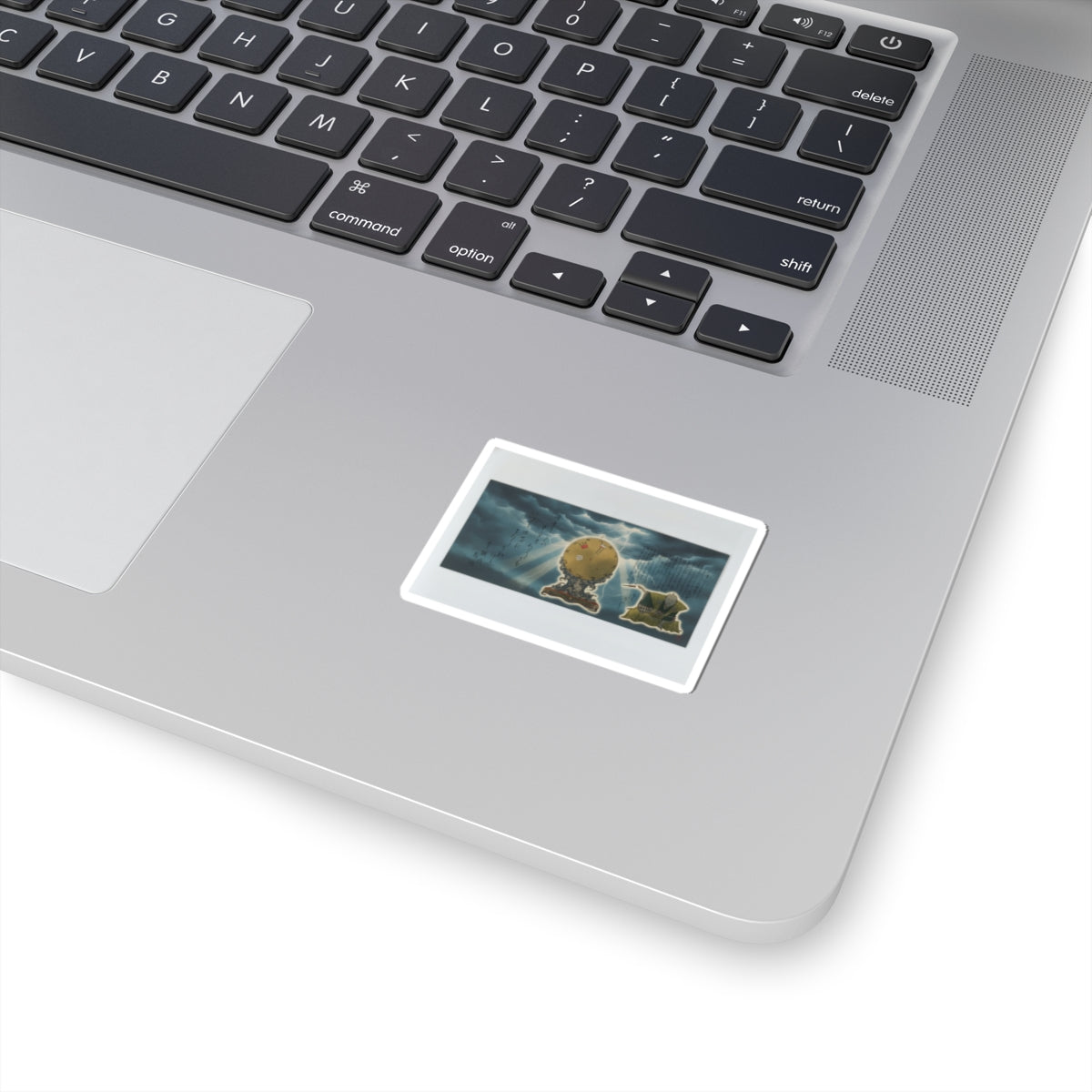 Dramatic Storm — Moveable Rotating Calendar Mounted On Elaborate Wave-Base With Rabbit Crest — Kiss-Cut Sticker