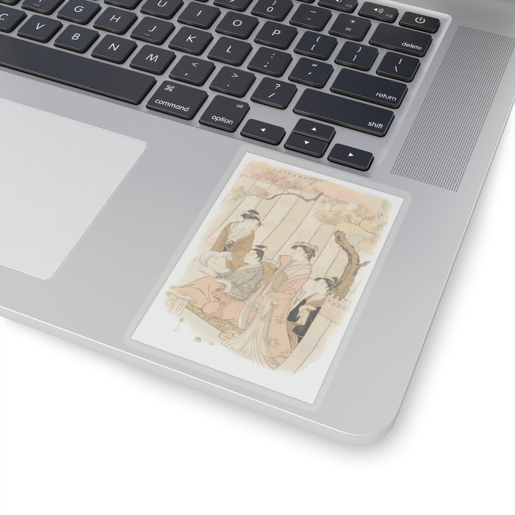 Watercolor — Prince Genji And Three Young Women — Kiss-Cut Sticker