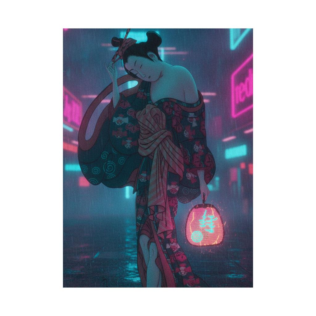 Neon Noir — Summer Willow In The Breeze — Matte Poster