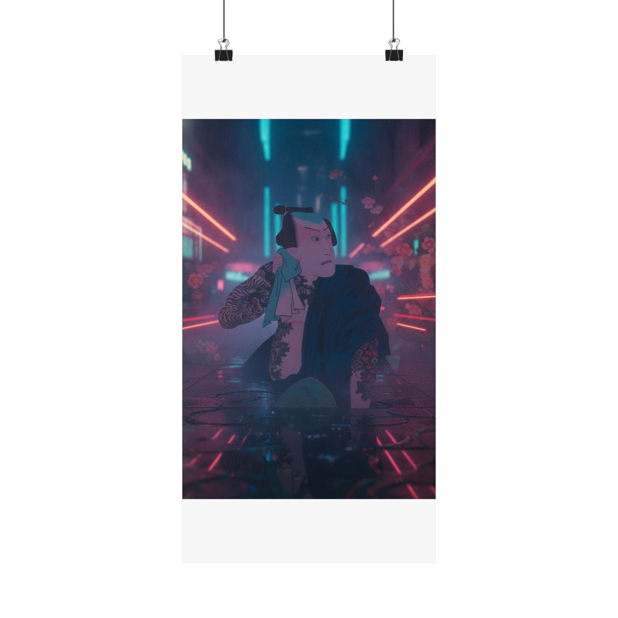 Neon Noir — The Actor Kawarazaki Gonjūrō I As Ude No Kisaburō, Likened To Wu Song The Asceti — Matte Poster