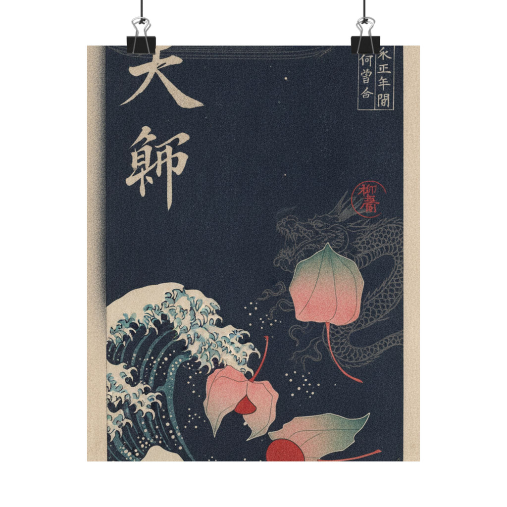 Japanese Street — Winter Cherries — Matte Poster