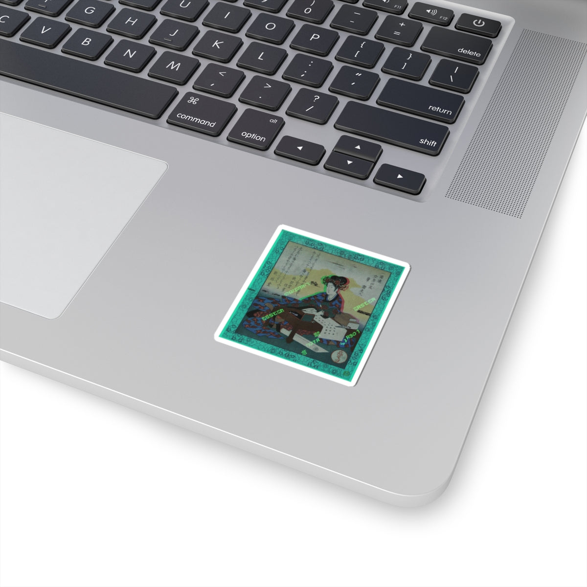 Glitch Culture — Chinese Lady Seated At A Table, Composing An Ode — Kiss-Cut Sticker
