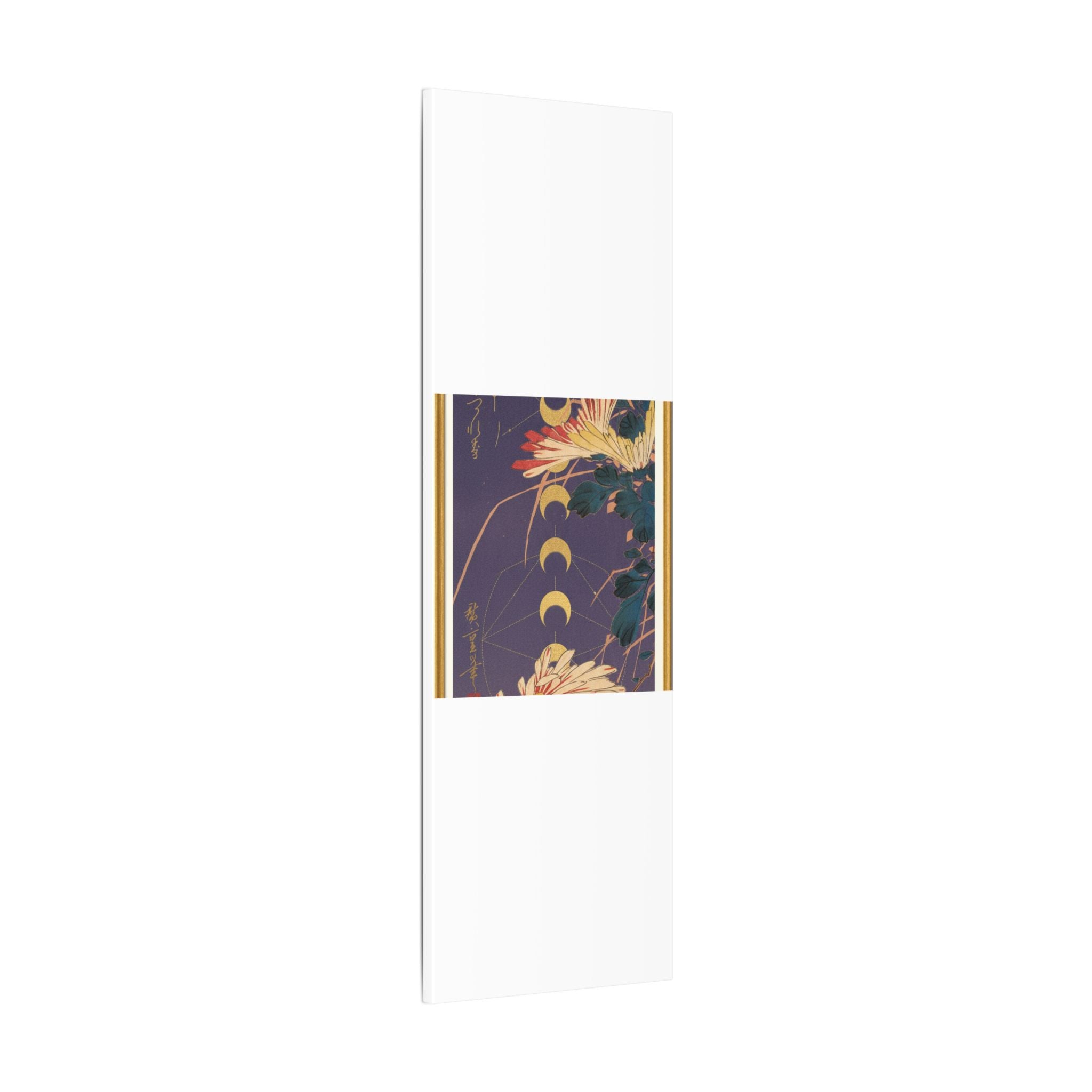 Chrysanthemum and Gold Moon Phases Woodblock Matte Canvas