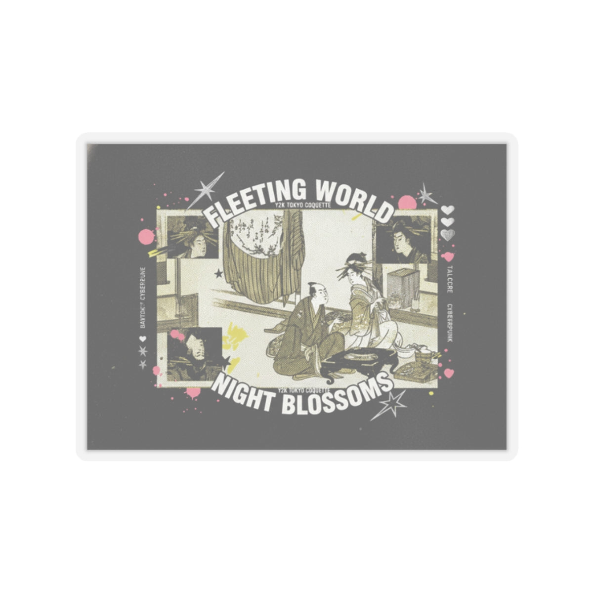 Streetwear Collage — Courtesan With Client Before A Tokonoma Alcove — Kiss-Cut Sticker