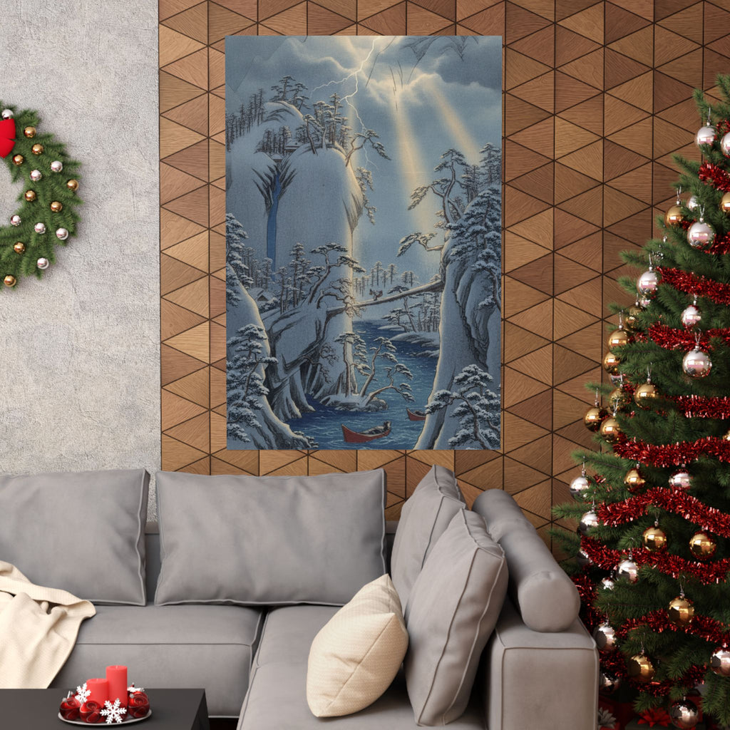 Dramatic Storm — River Gorge In Snow — Matte Poster