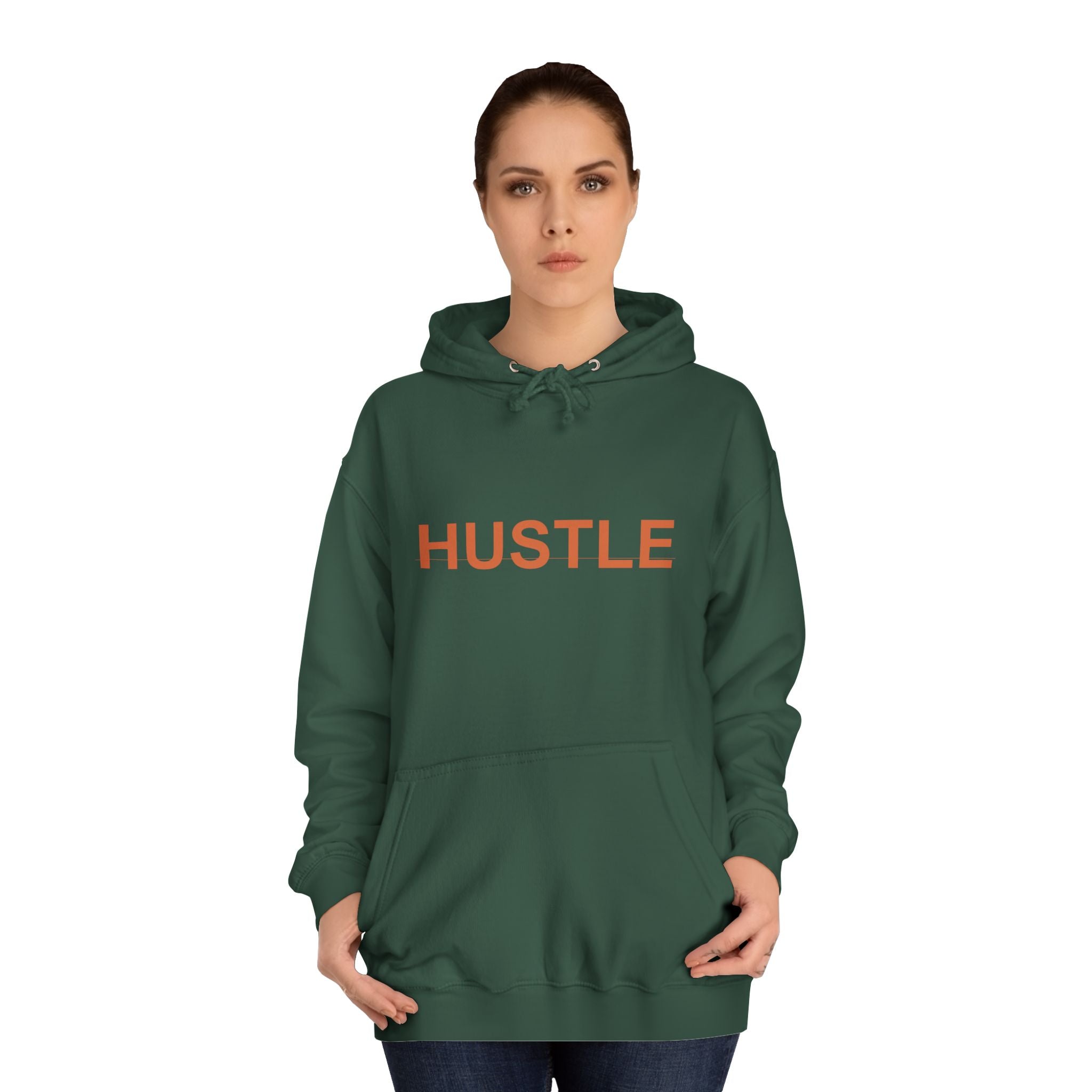 HUSTLE Bold Rust Lettering Pullover Hoodie