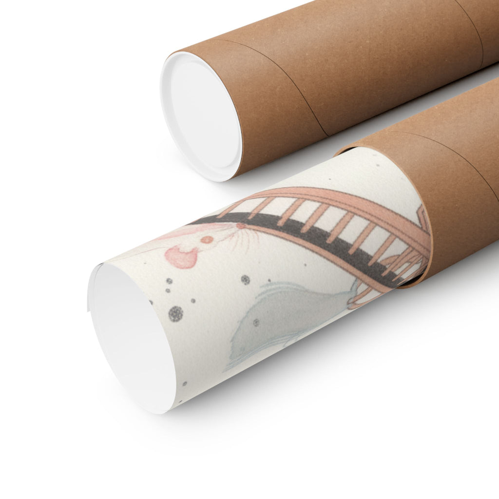 Watercolor — White Mice Playing — Matte Poster