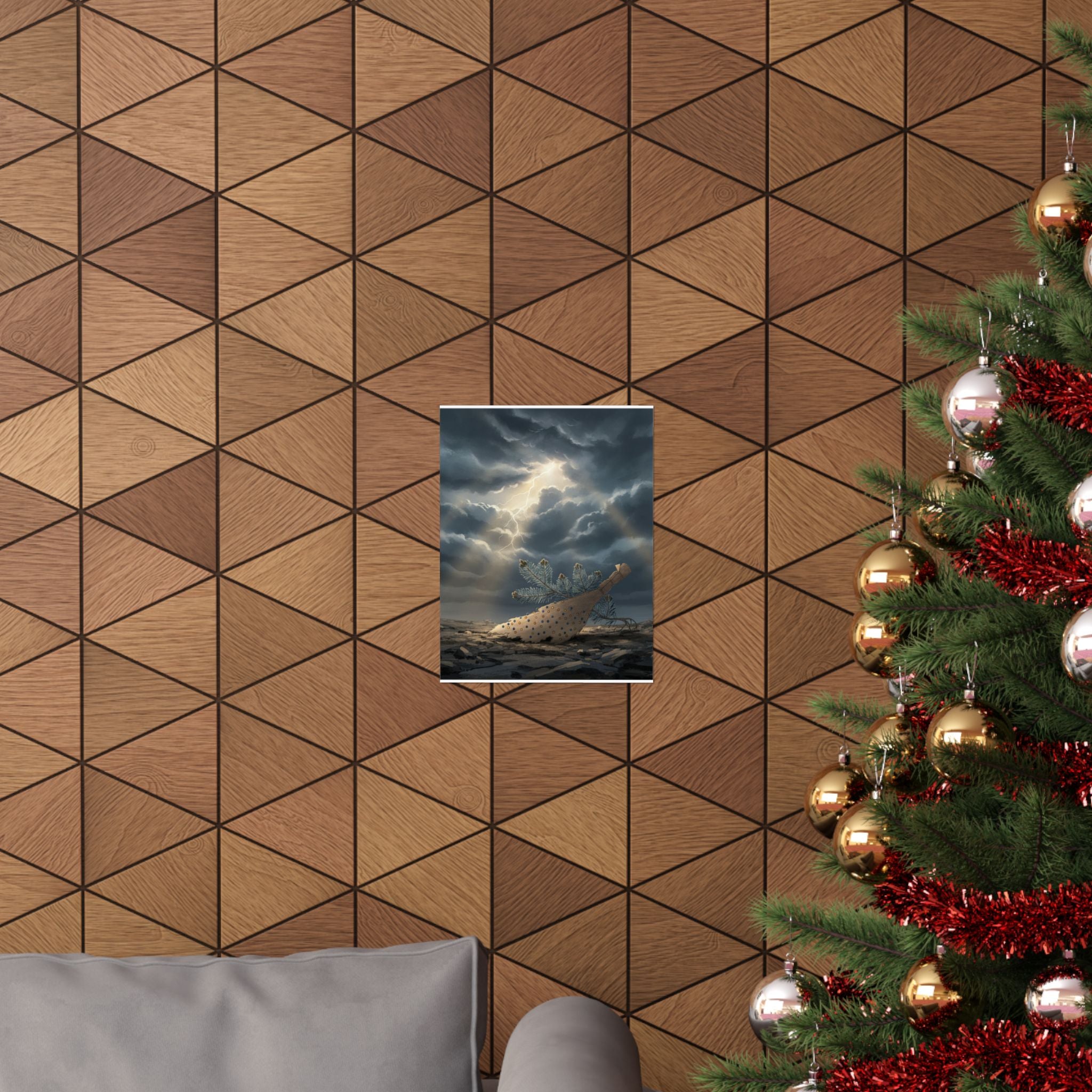 Dramatic Storm — Young Pine Tree And Jeweled Broom — Matte Poster