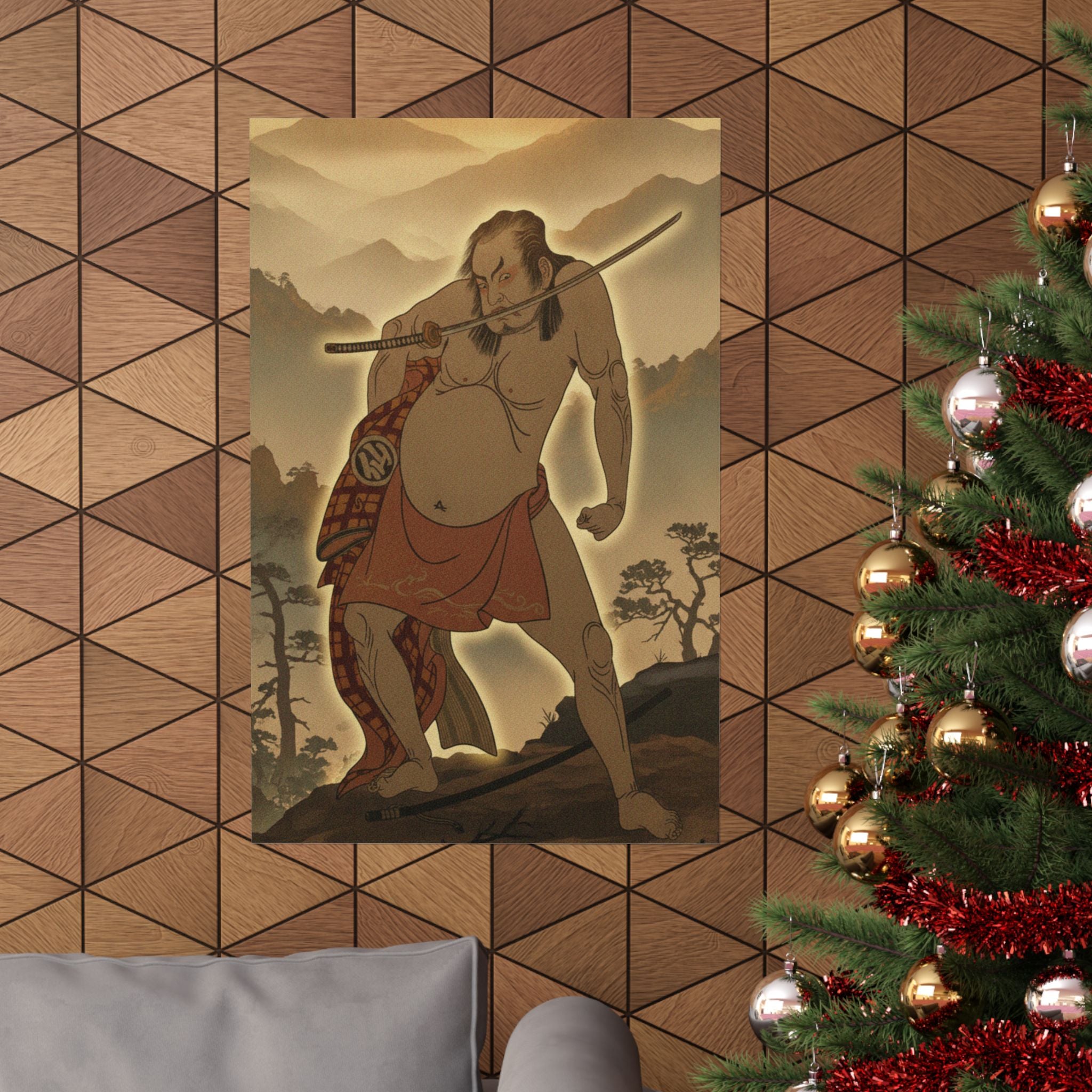 Scenic Nature — The Second Nakamura Sukegoro As A Man Entirely Nude Save For Loin Cloth — Matte Poster