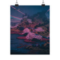 Neon Noir — Tenpōzan At The Mouth Of The Aji River In Settsu Province (Sesshū Ajikawaguchi T — Matte Poster