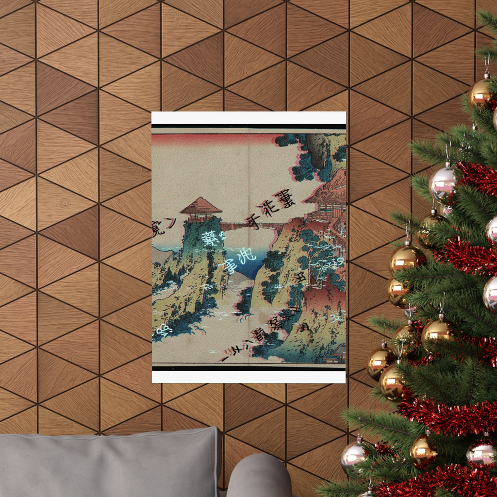 Glitch Culture — The Hanging-Cloud Bridge At Mount Gyōdō Near Ashikaga (Ashikaga Gyōdōzan Kumo No — Matte Poster
