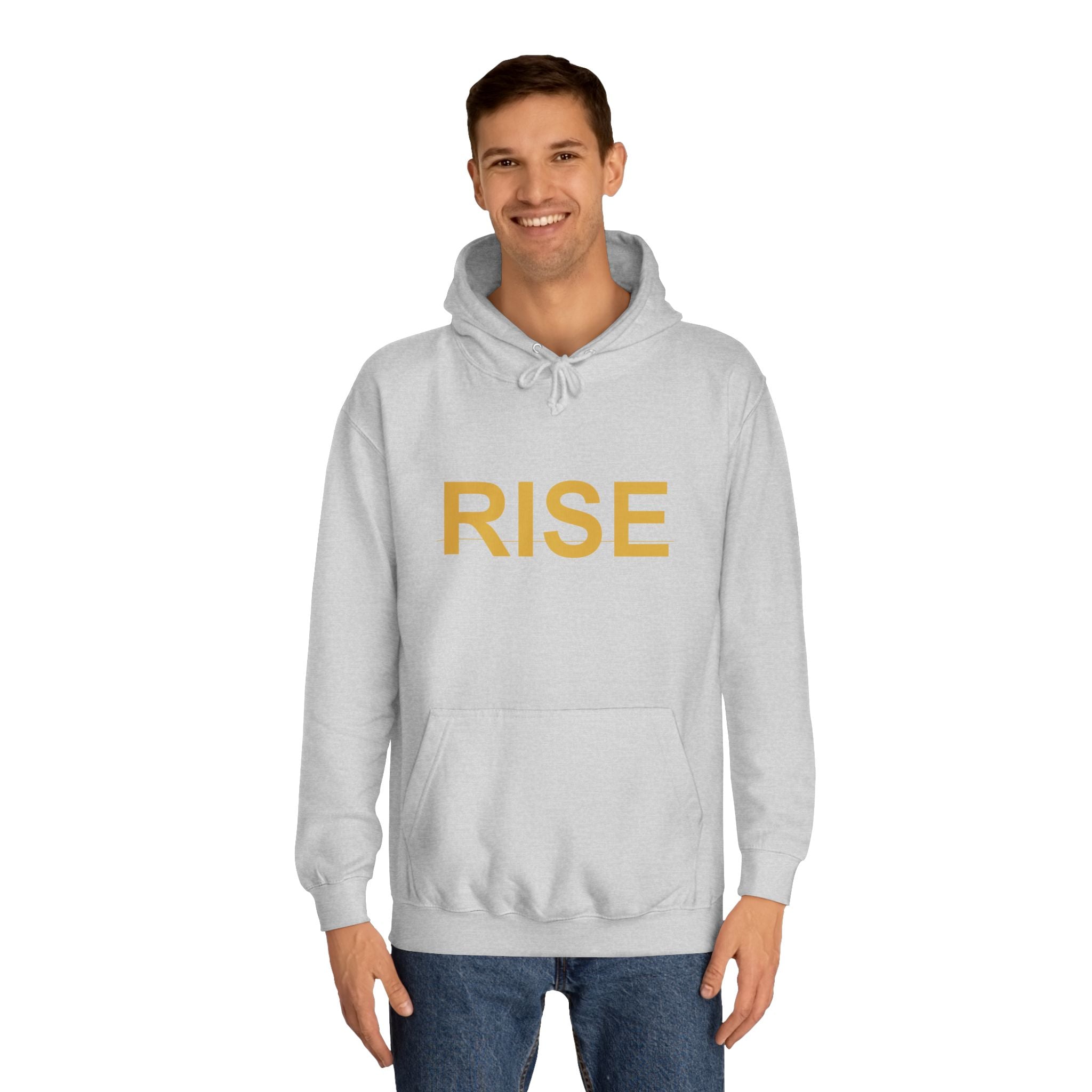 RISE Gold Block Letter Minimal Typography Hoodie