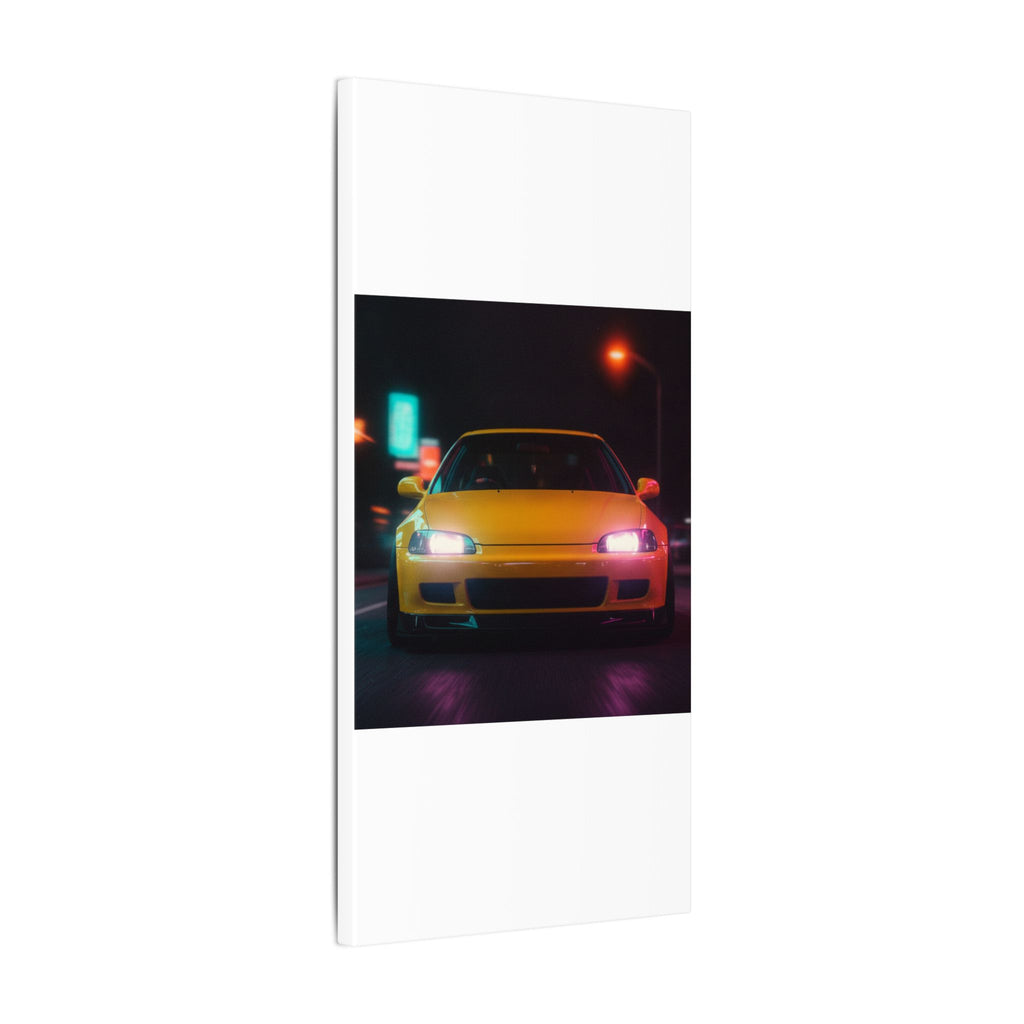 Neon Night JDM Yellow Coupe Street Matte Canvas