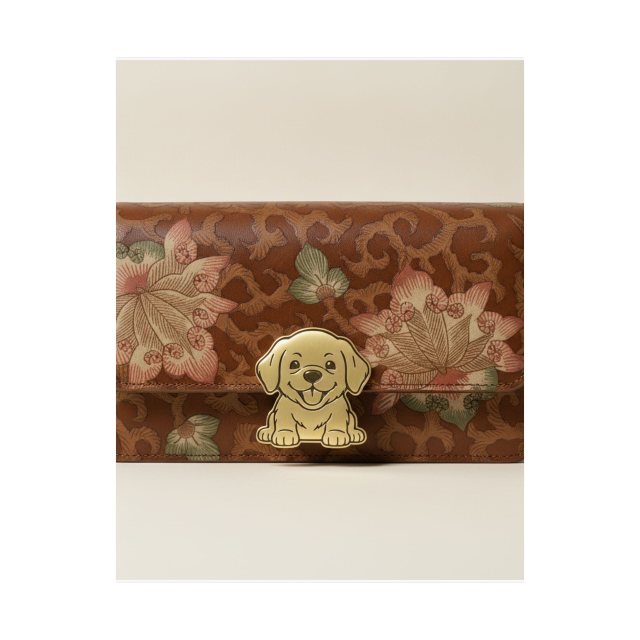 Product Marketing — Leather Purse With A Buckle In The Shape Of A Puppy — Matte Poster