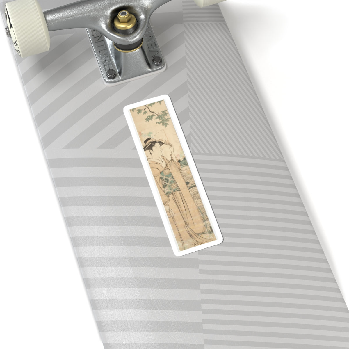 Watercolor — Woman With Fan On The Banks Of The Sumida River — Kiss-Cut Sticker
