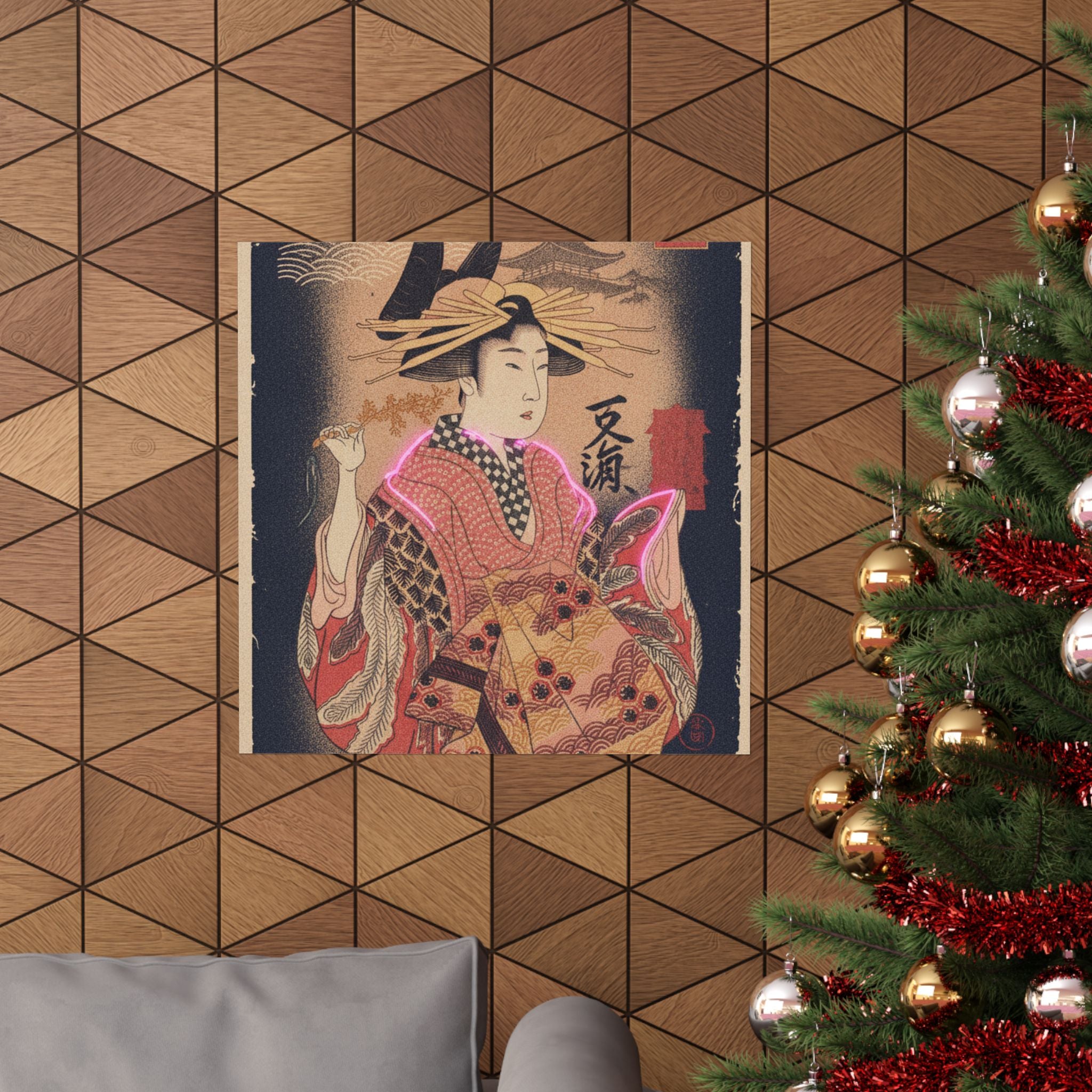 Japanese Street — Courtesan With Branch Of Seri — Matte Poster
