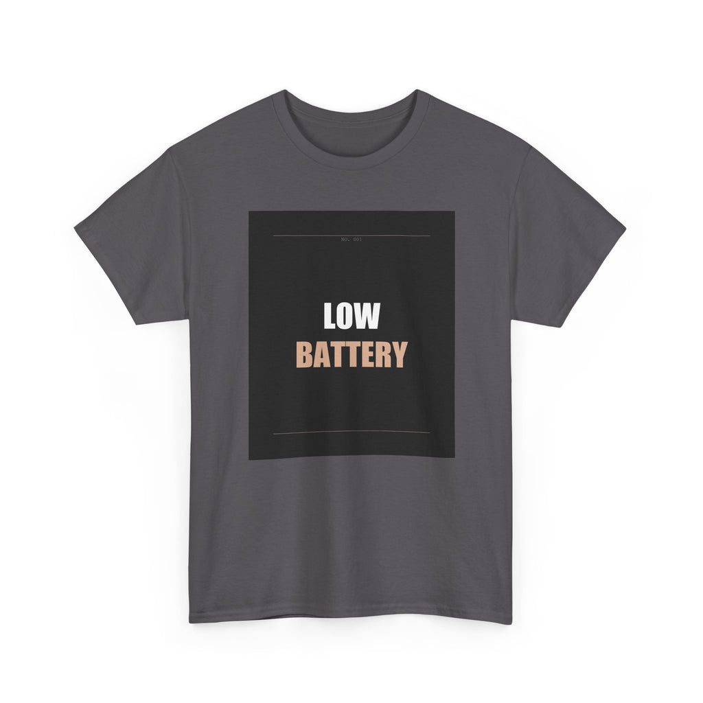LOW BATTERY Charcoal Slogan Typography Graphic Tee