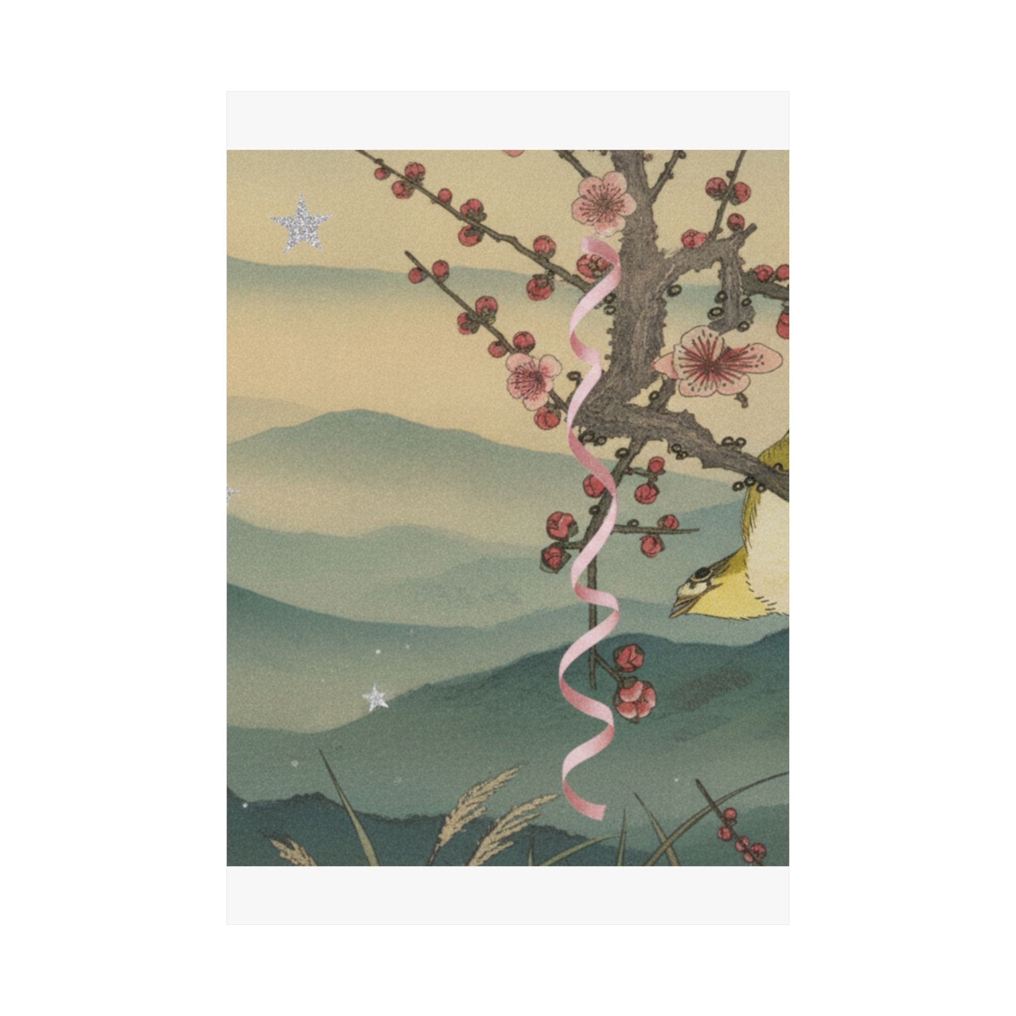 Scenic Nature — Bush Warbler On A Plum Branch (Ume Ni Uguisu) — Matte Poster