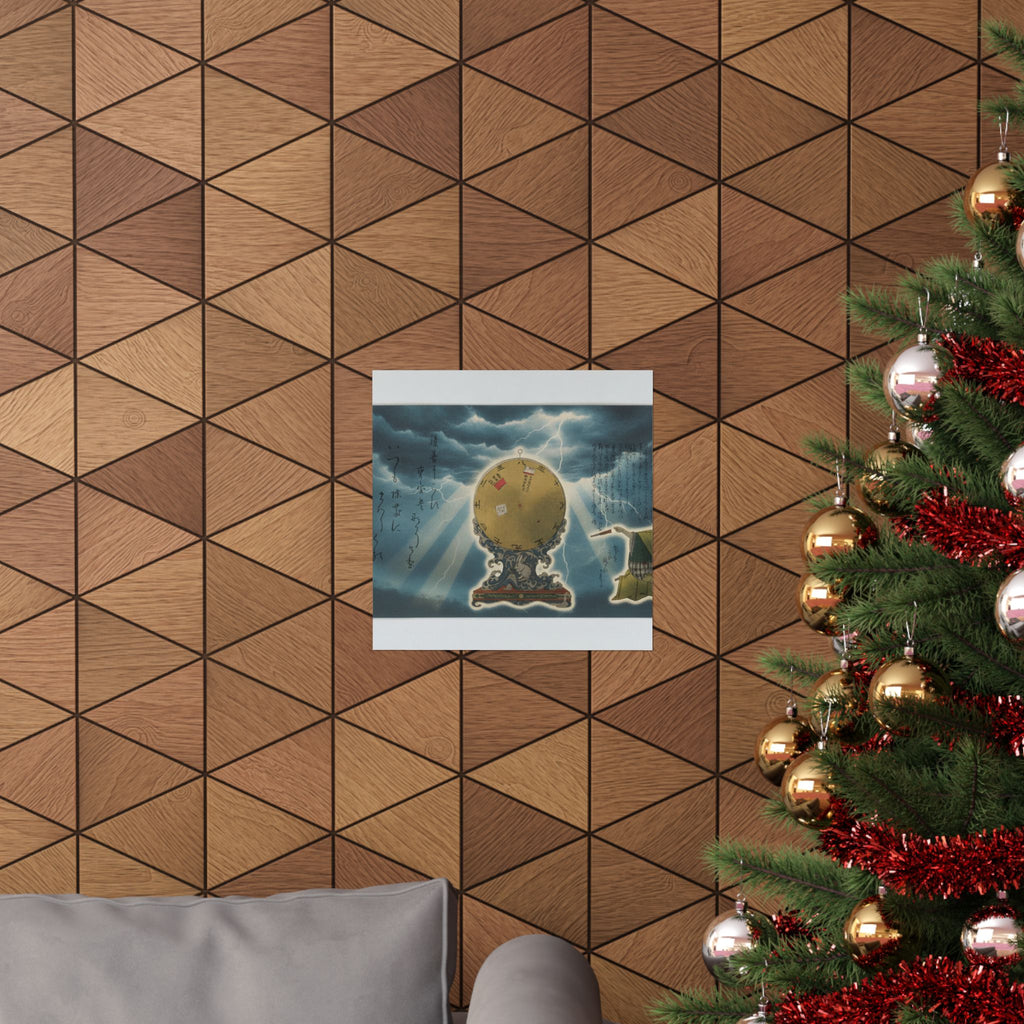 Dramatic Storm — Moveable Rotating Calendar Mounted On Elaborate Wave-Base With Rabbit Crest — Matte Poster