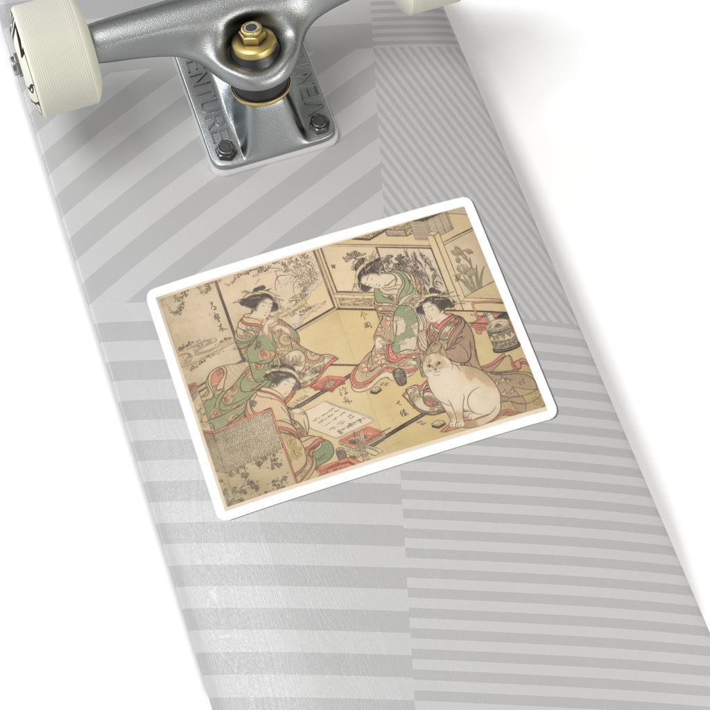 Botanical — Four Oiran Of The House Called Kadokana-Ya Playing The Game Of Ko-Awase (Incense — Kiss-Cut Sticker