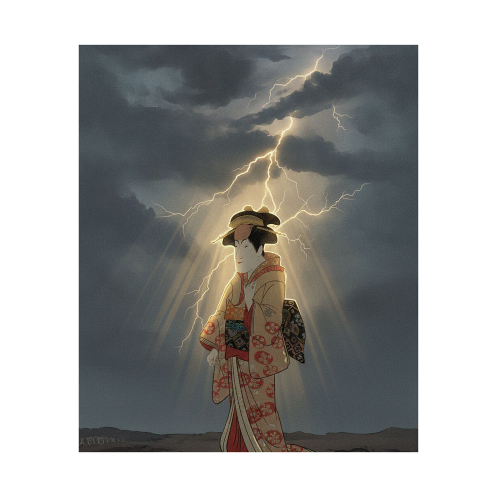 Dramatic Storm — Nakayama Tomisaburō As Miyagino In The Play "Katakiuchi Noriyaibanashi" — Matte Poster