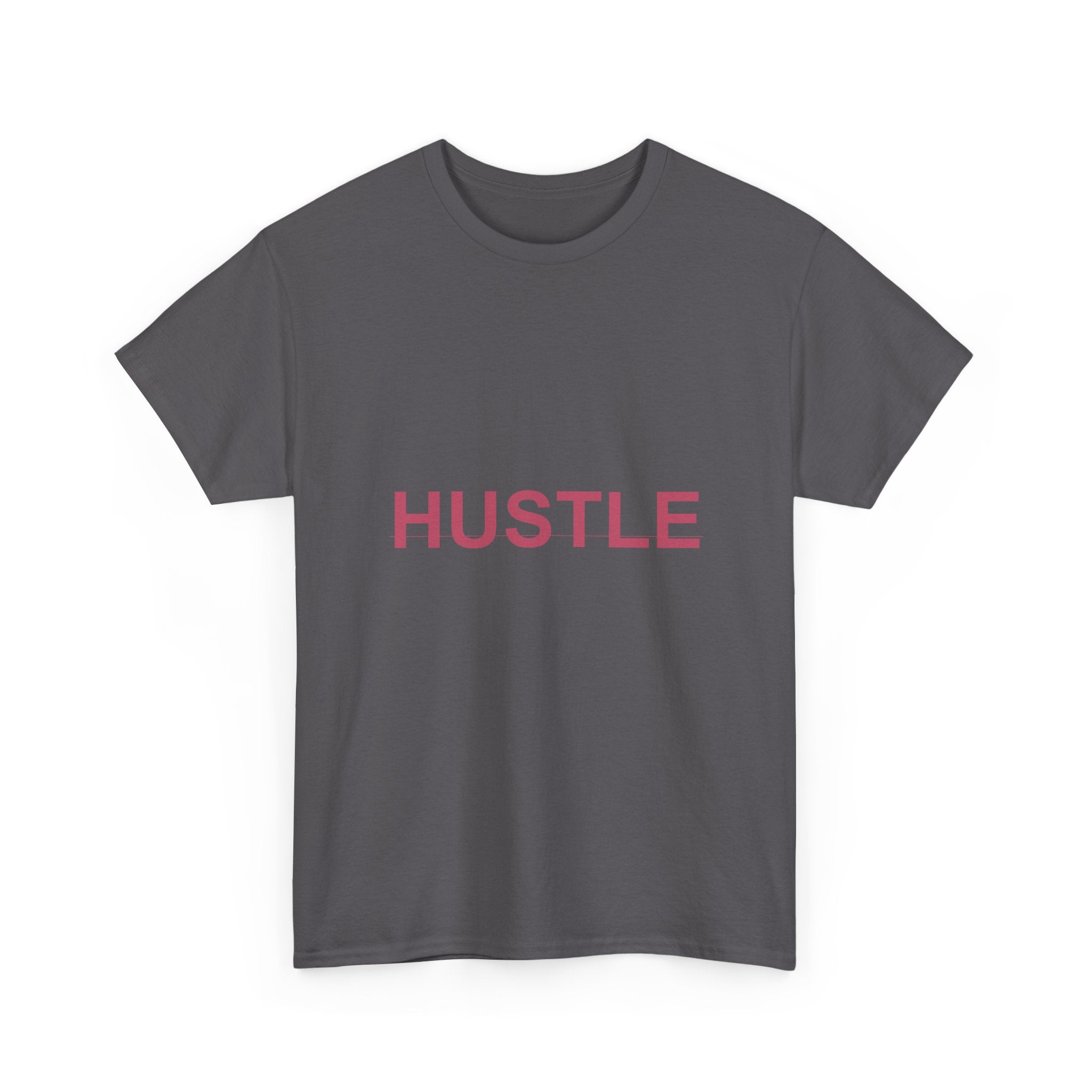HUSTLE Bold Crimson Minimal Typography Graphic Tee