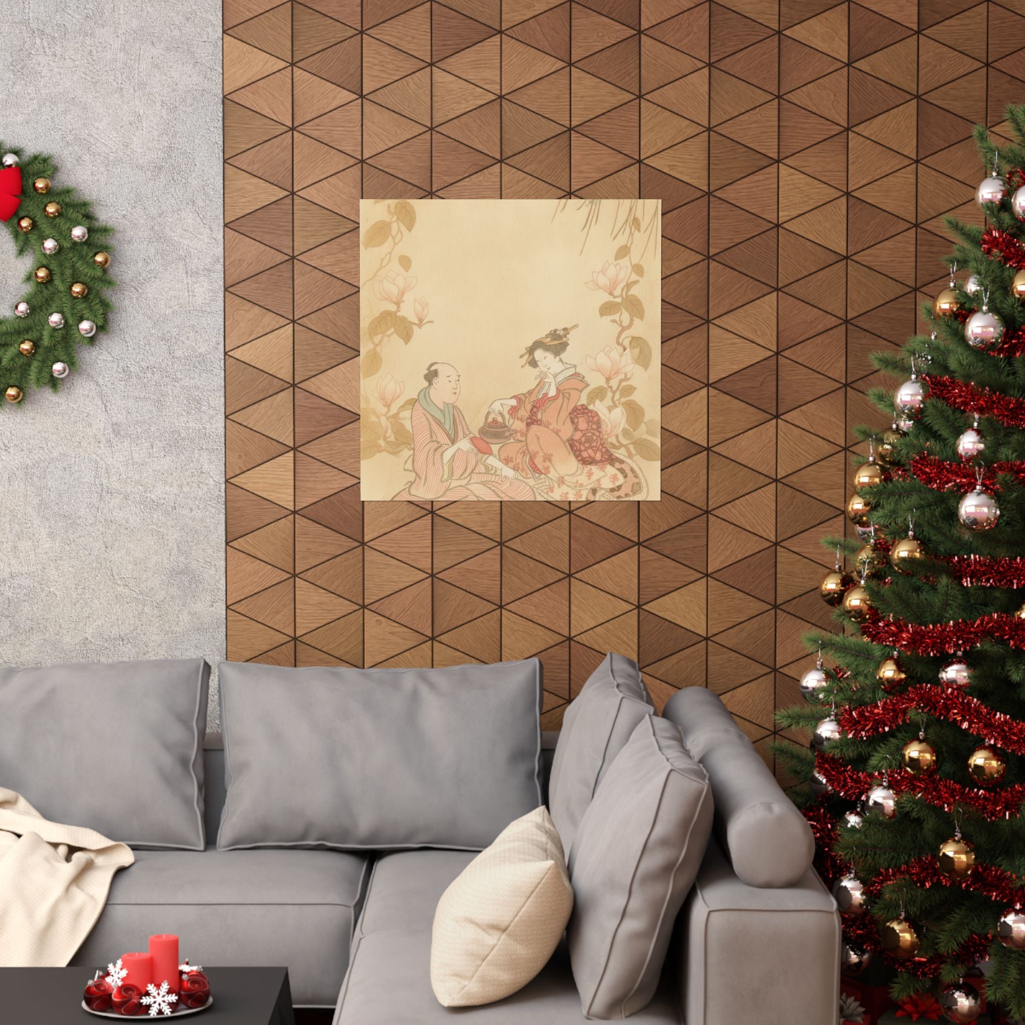 Southern Sunset — Woman Entertaining Her Guest With New Year Wine — Matte Poster