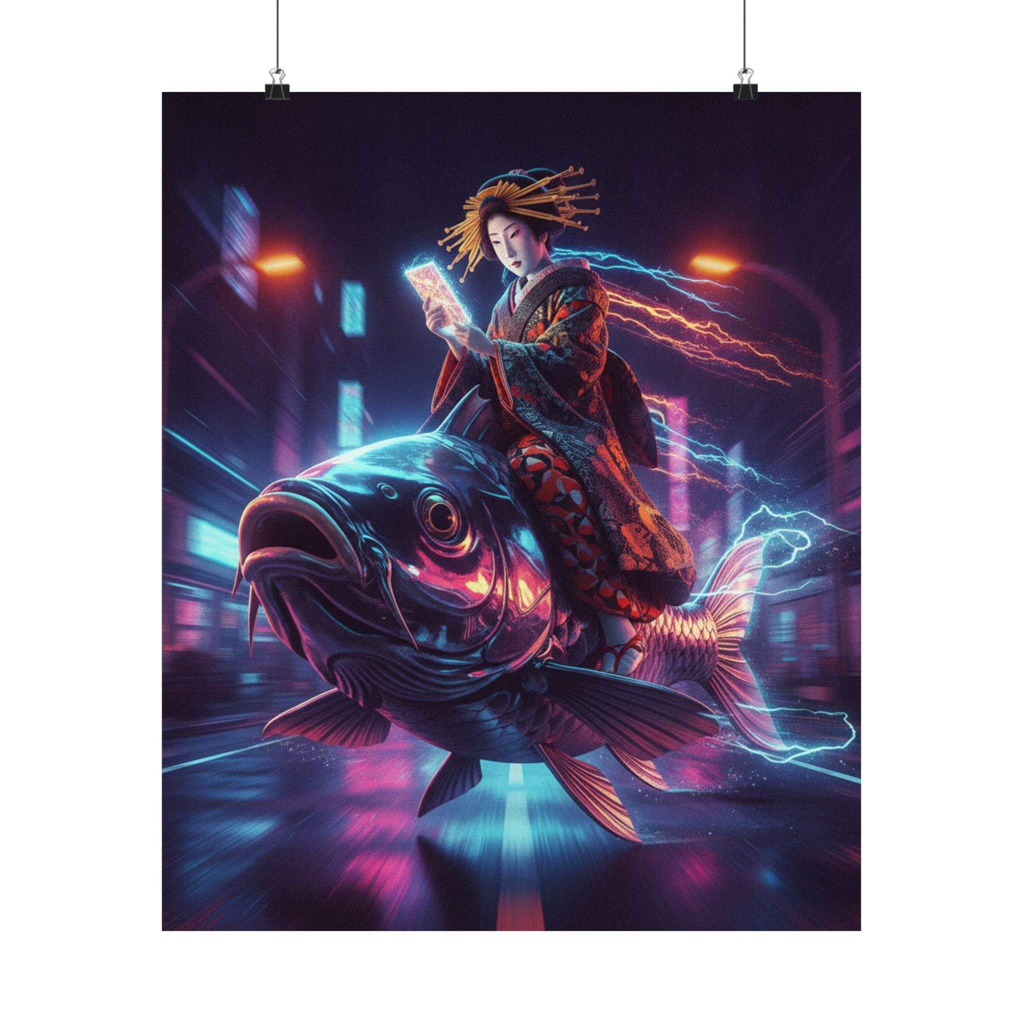 Fast Furious — Courtesan Seated On A Carp — Matte Poster