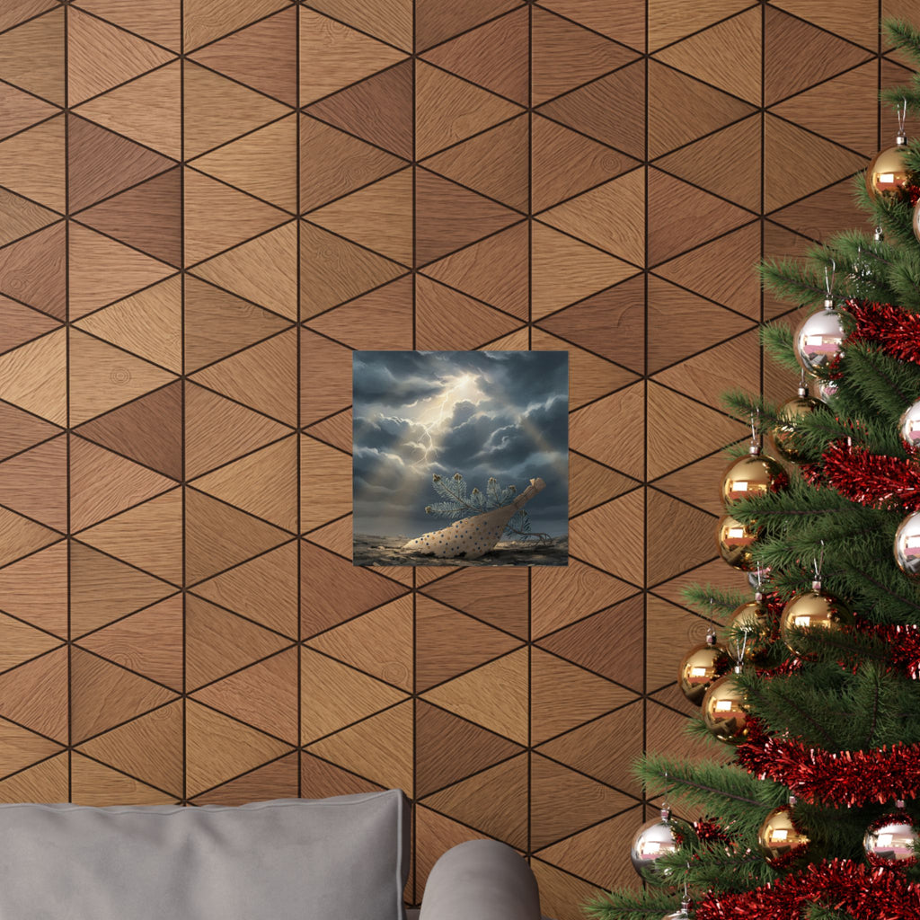 Dramatic Storm — Young Pine Tree And Jeweled Broom — Matte Poster