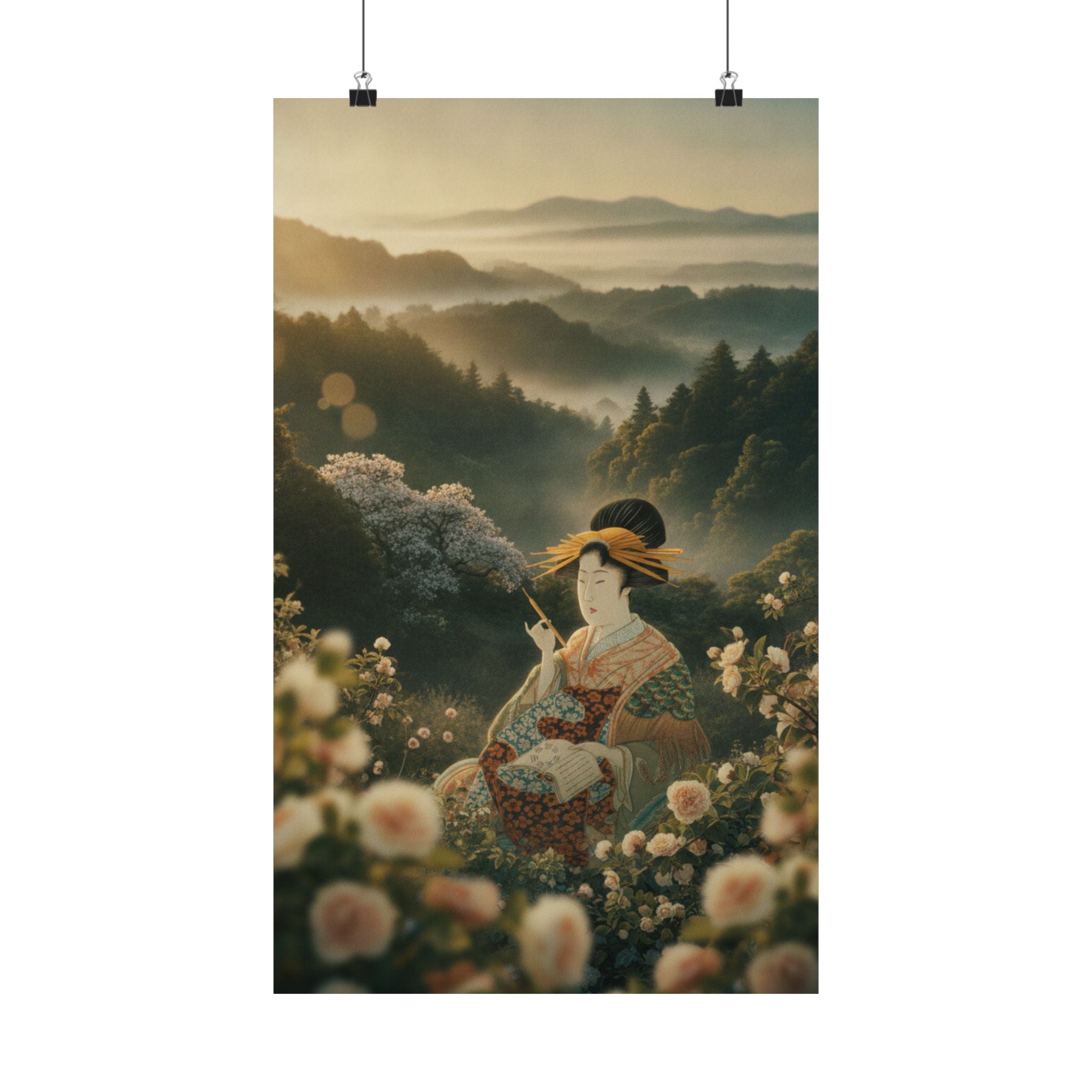 Scenic Nature — Courtesan With Book And Hair-Pin — Matte Poster