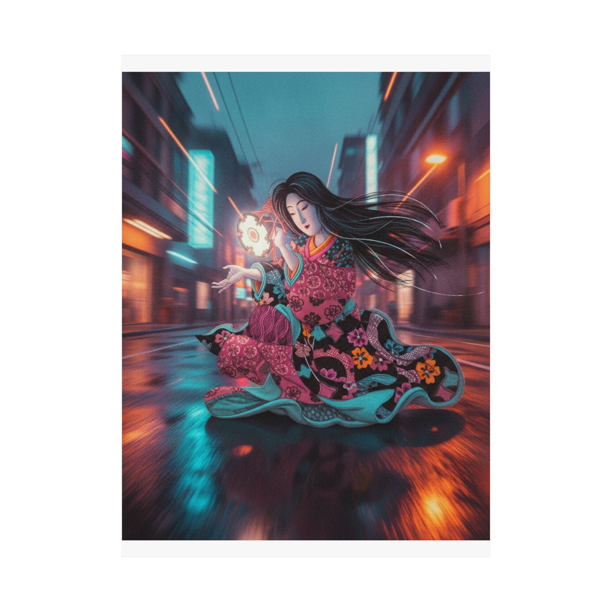 Fast Furious — Woman Playing The Tsuzumi — Matte Poster