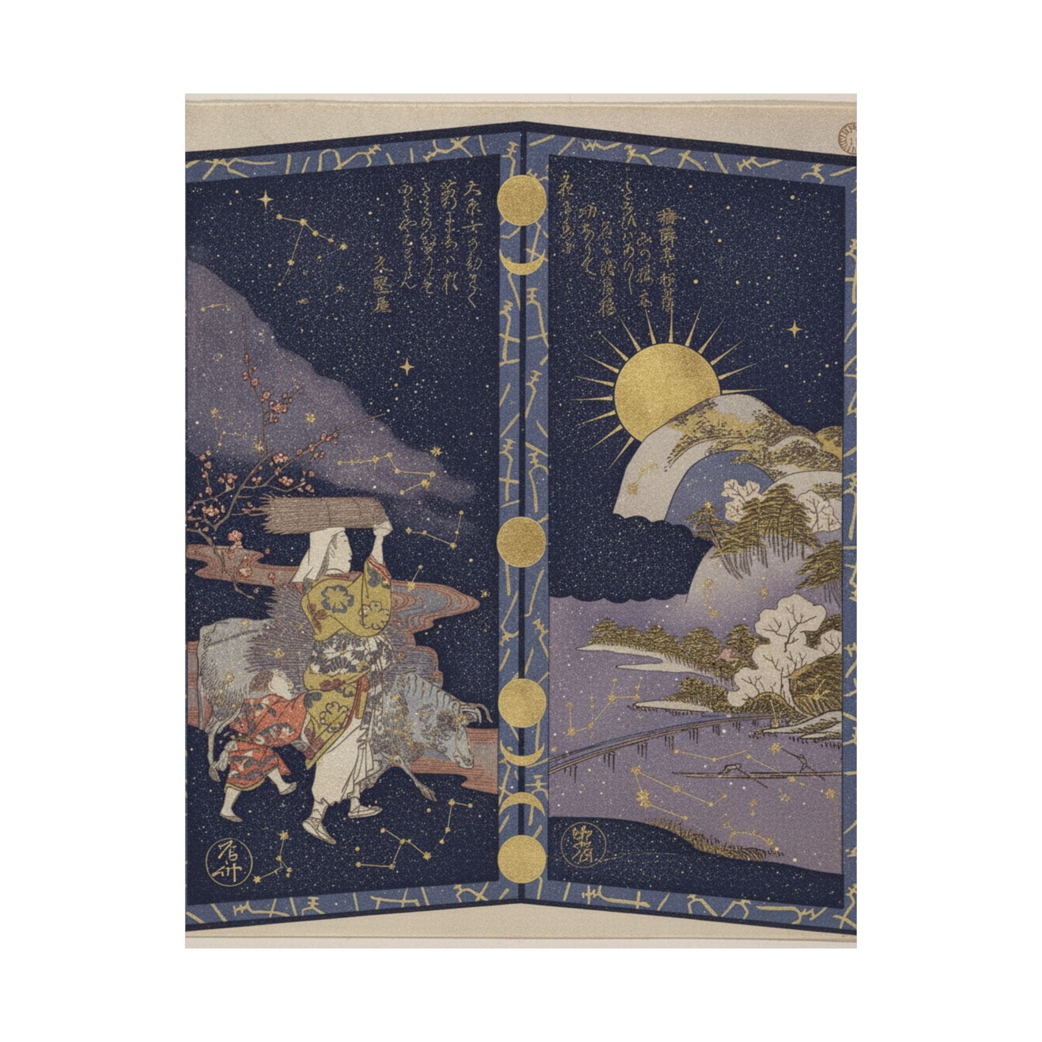 Celestial — Surimono In Shape Of Small Twofold Screen — Matte Poster